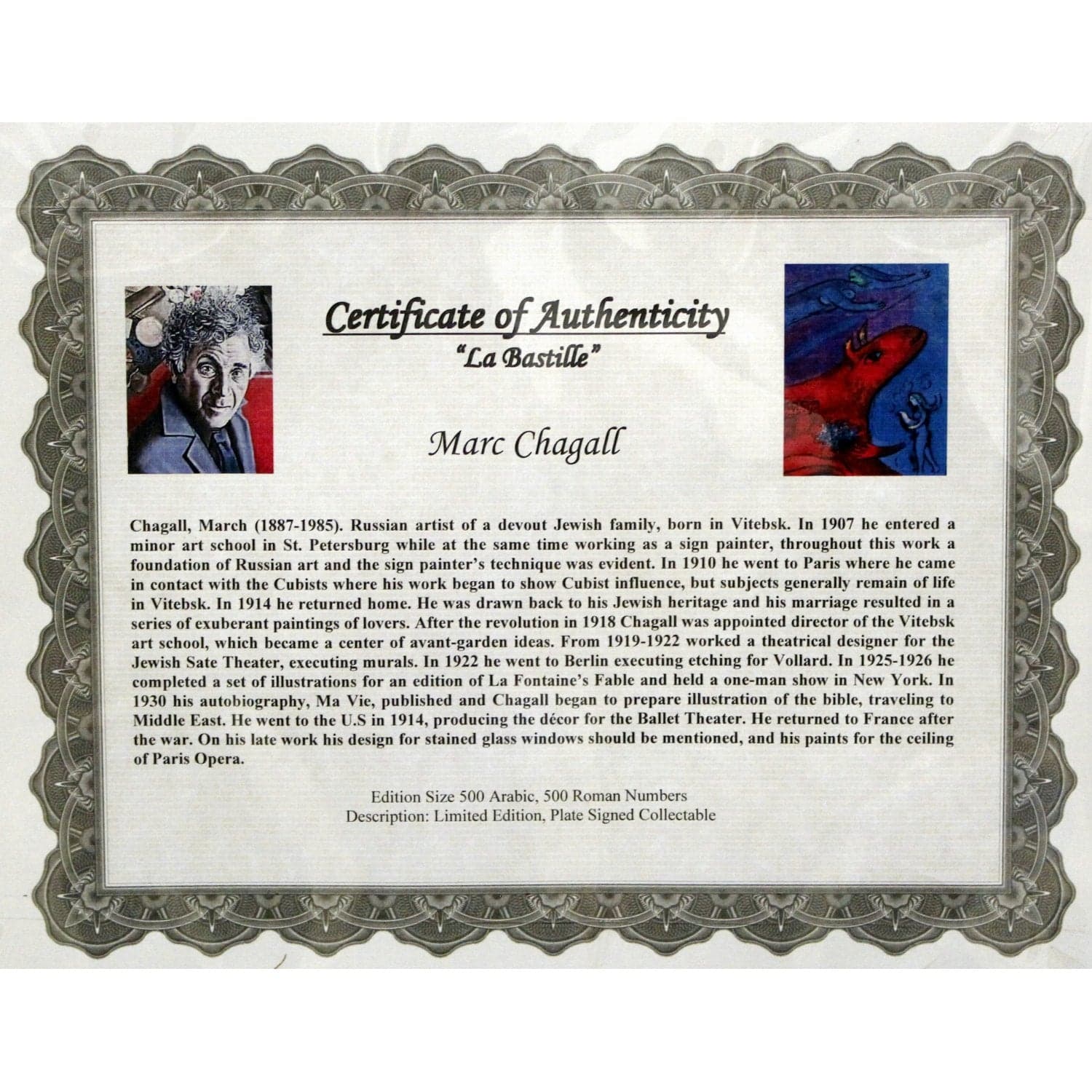 Gallery Framed Art Print 'La Bastille' By Marc Chagall - Thumbnail 3