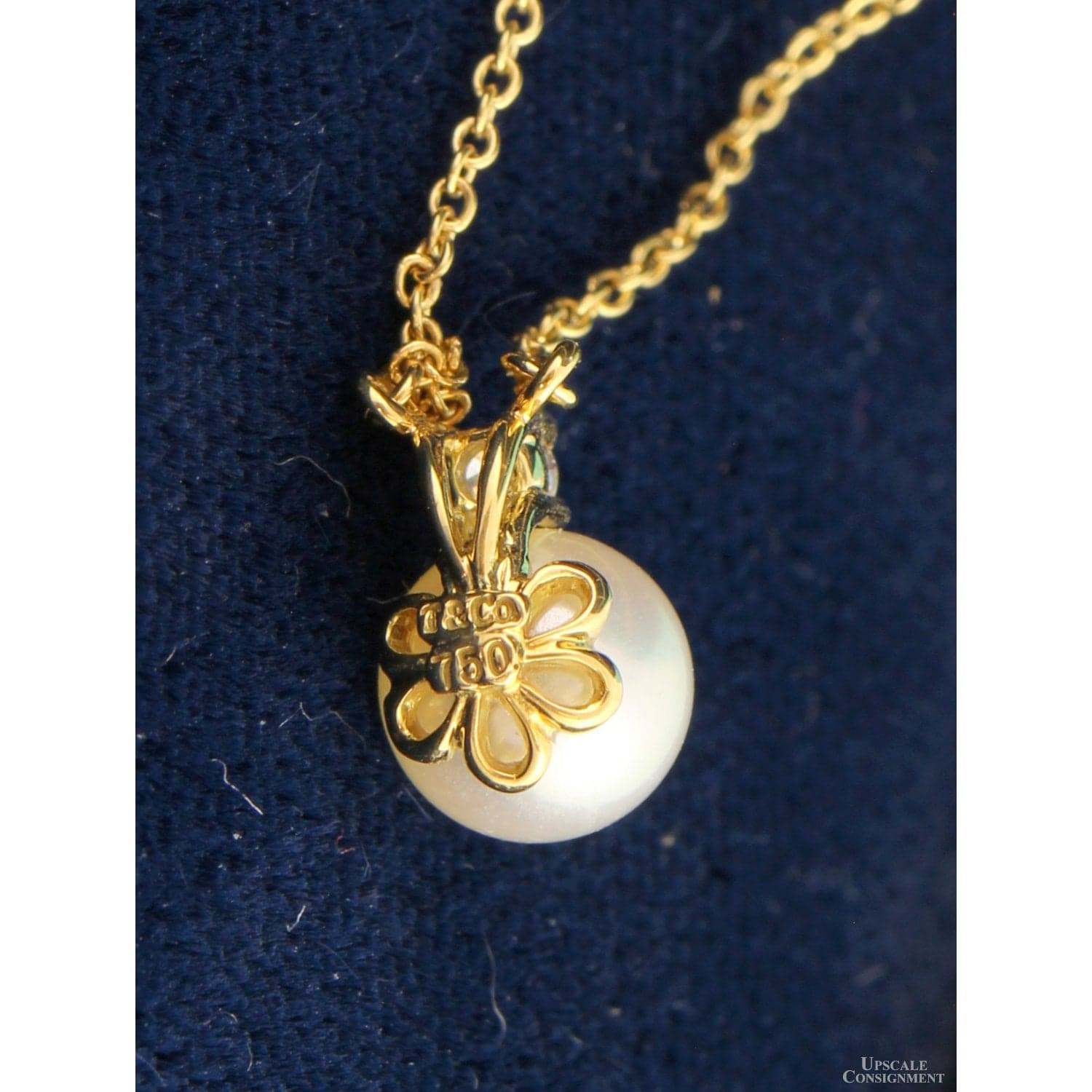 Tiffany & Co. Signature Pearl & Diamond Pendant Necklace – 18K Gold - 16 in - Thumbnail 3