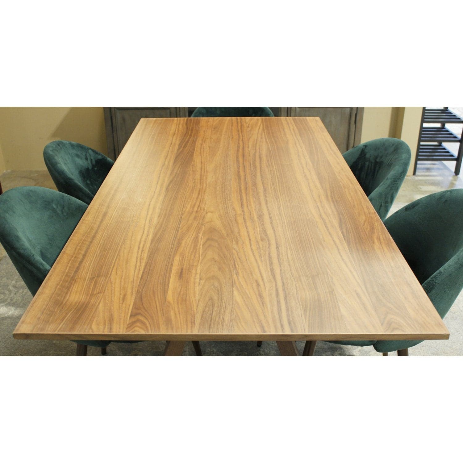 Contemporary Dining set w/6 Green Upholstered Chairs - Green - Thumbnail 5