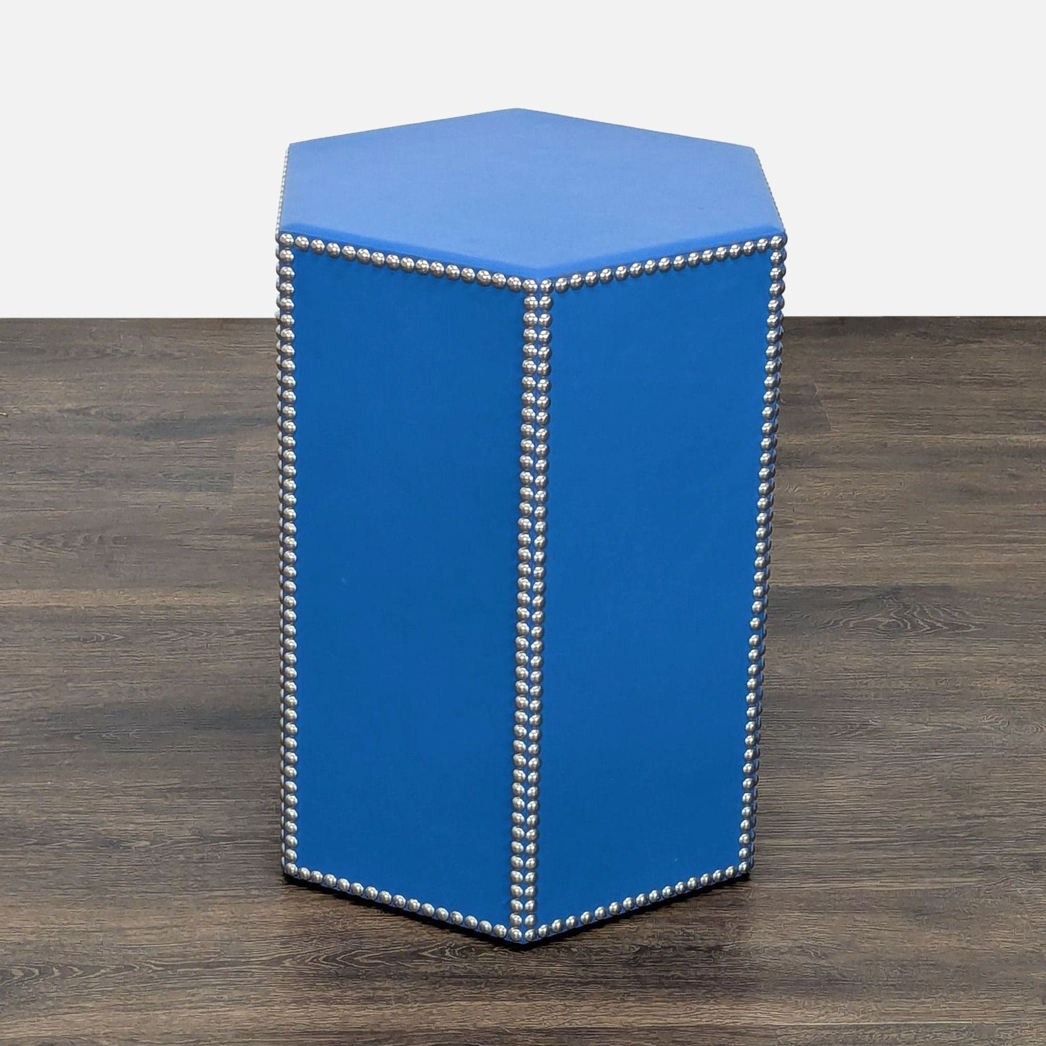Wisteria Blue Hide Stool - Thumbnail 7