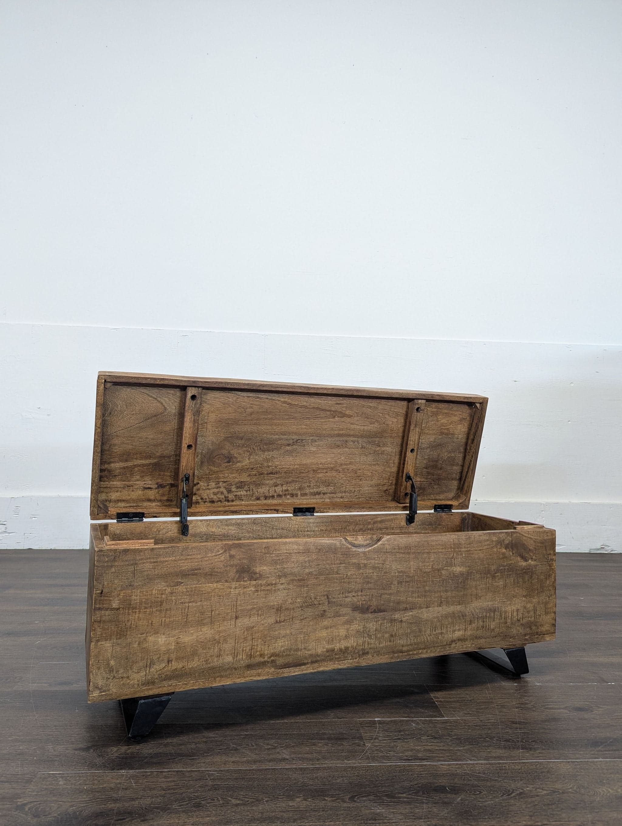 Pimberly Row Mango Wood and Iron Storage Trunk - Thumbnail 3