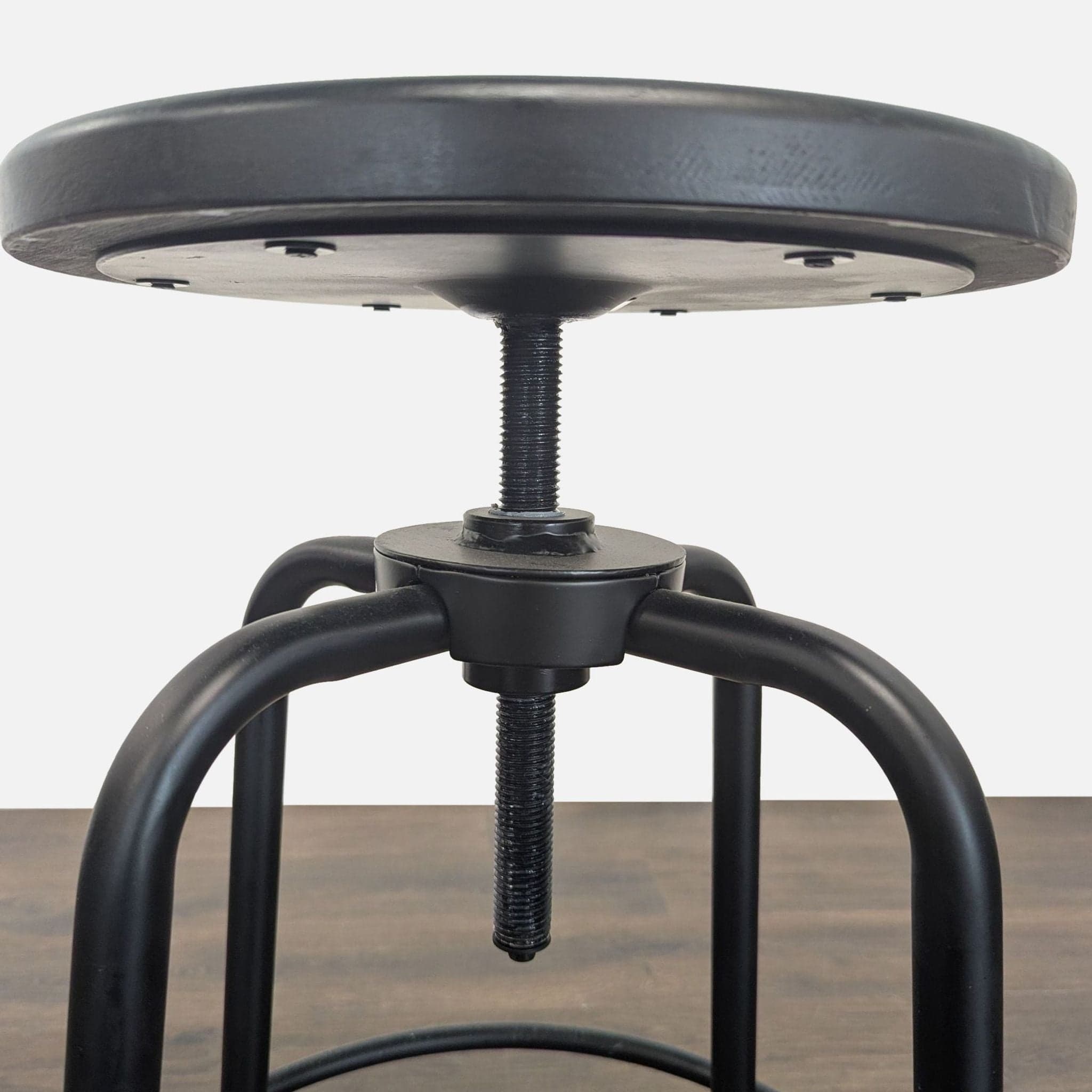 Pair of Metal and Wood Adjustable Stools - Thumbnail 4