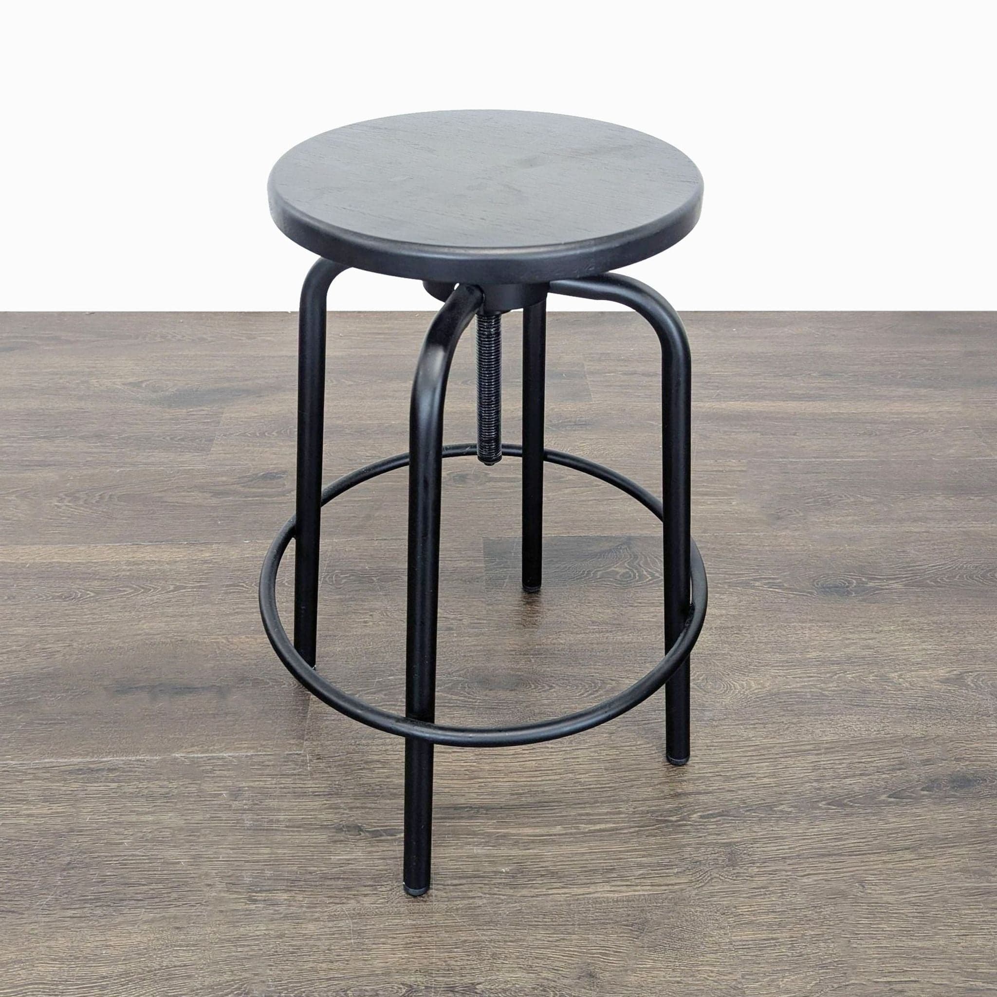 Pair of Metal and Wood Adjustable Stools - Thumbnail 2
