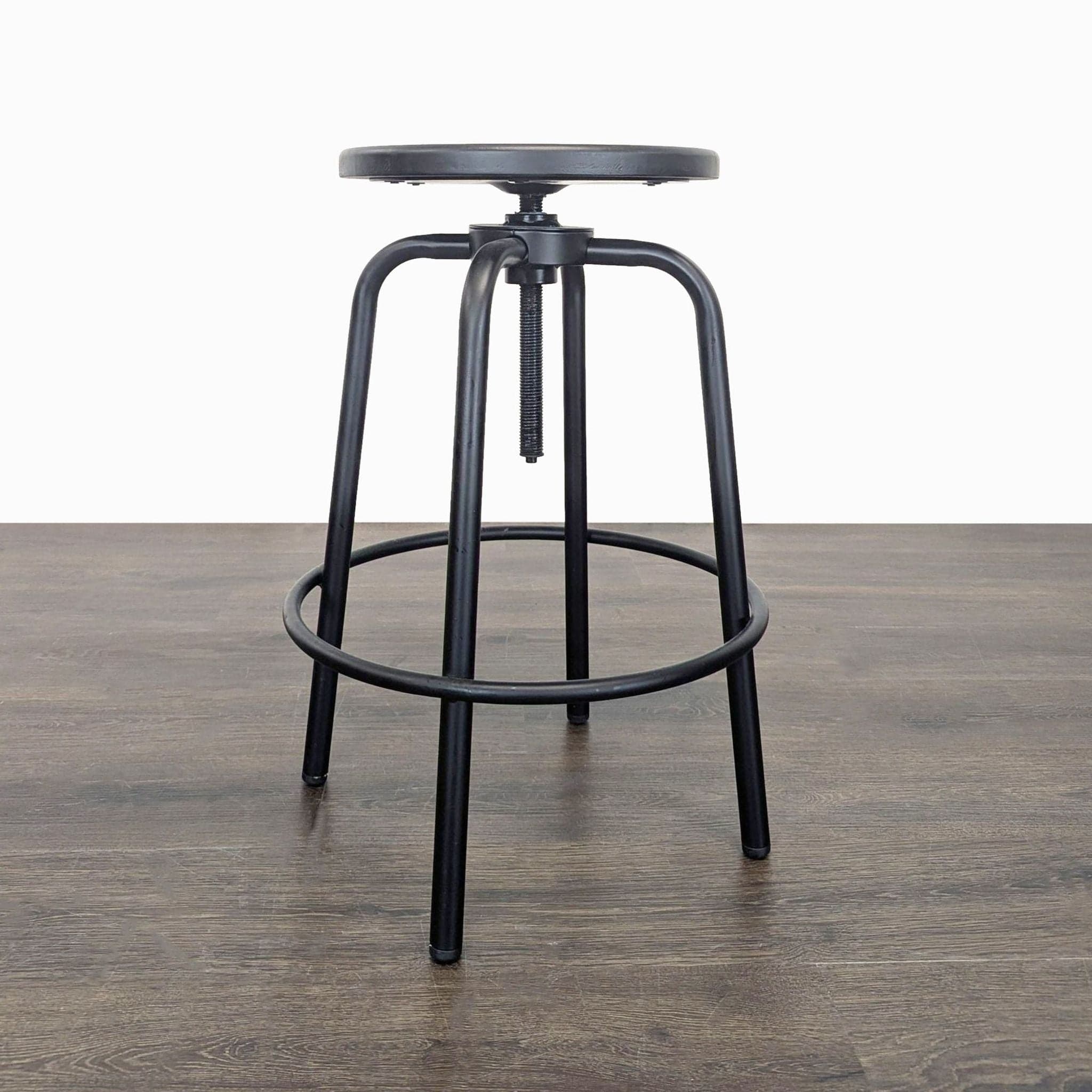 Pair of Metal and Wood Adjustable Stools - Thumbnail 3