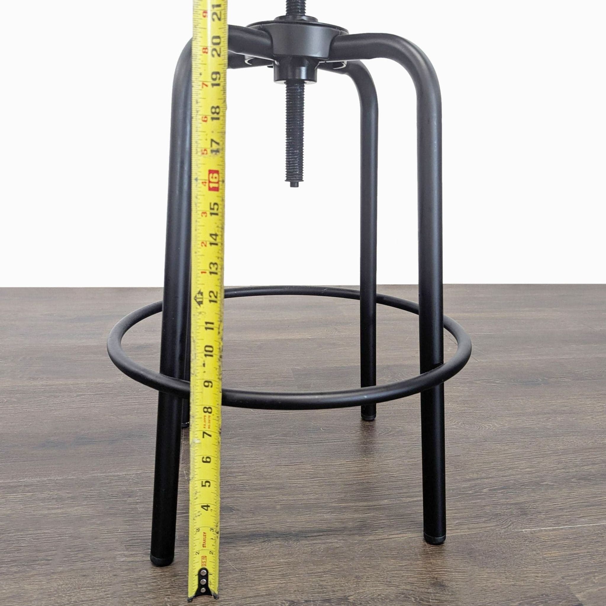 Pair of Metal and Wood Adjustable Stools - Thumbnail 5