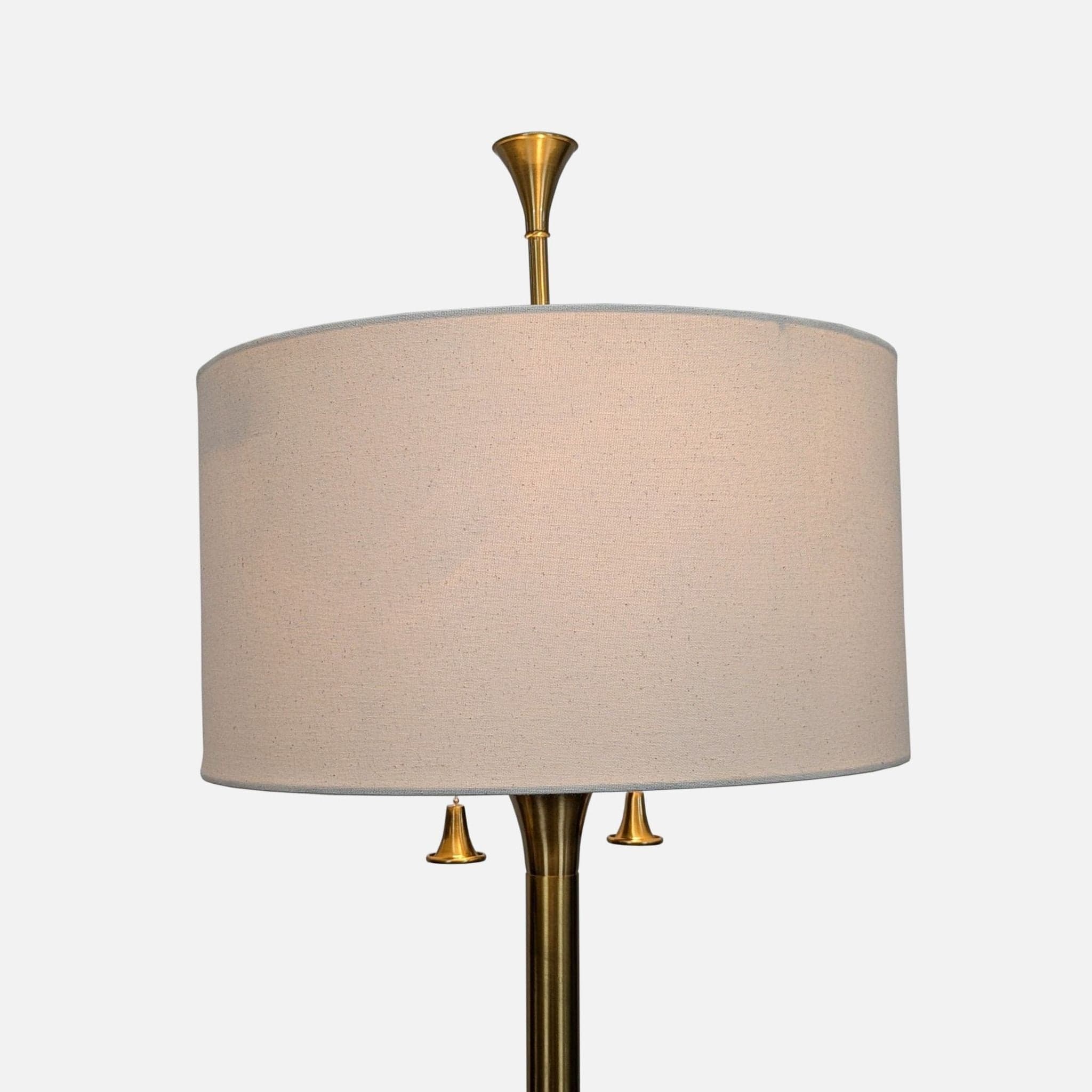 Mid-Century Modern Style Brass Floor Lamp with White Fabric Shade - Thumbnail 2
