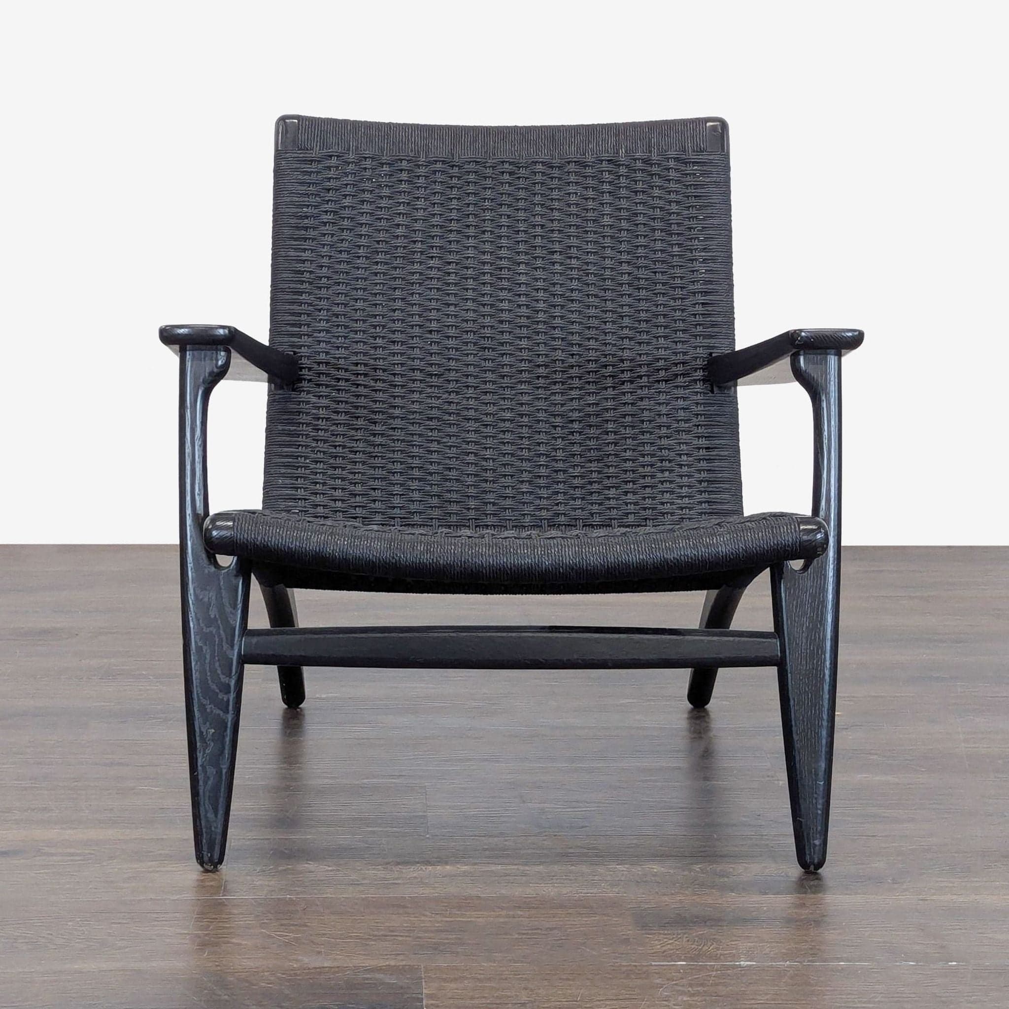 Carl Hansen & Son CH25 Modern Black Woven Lounge Chair by Hans J. Wegner - Image 1