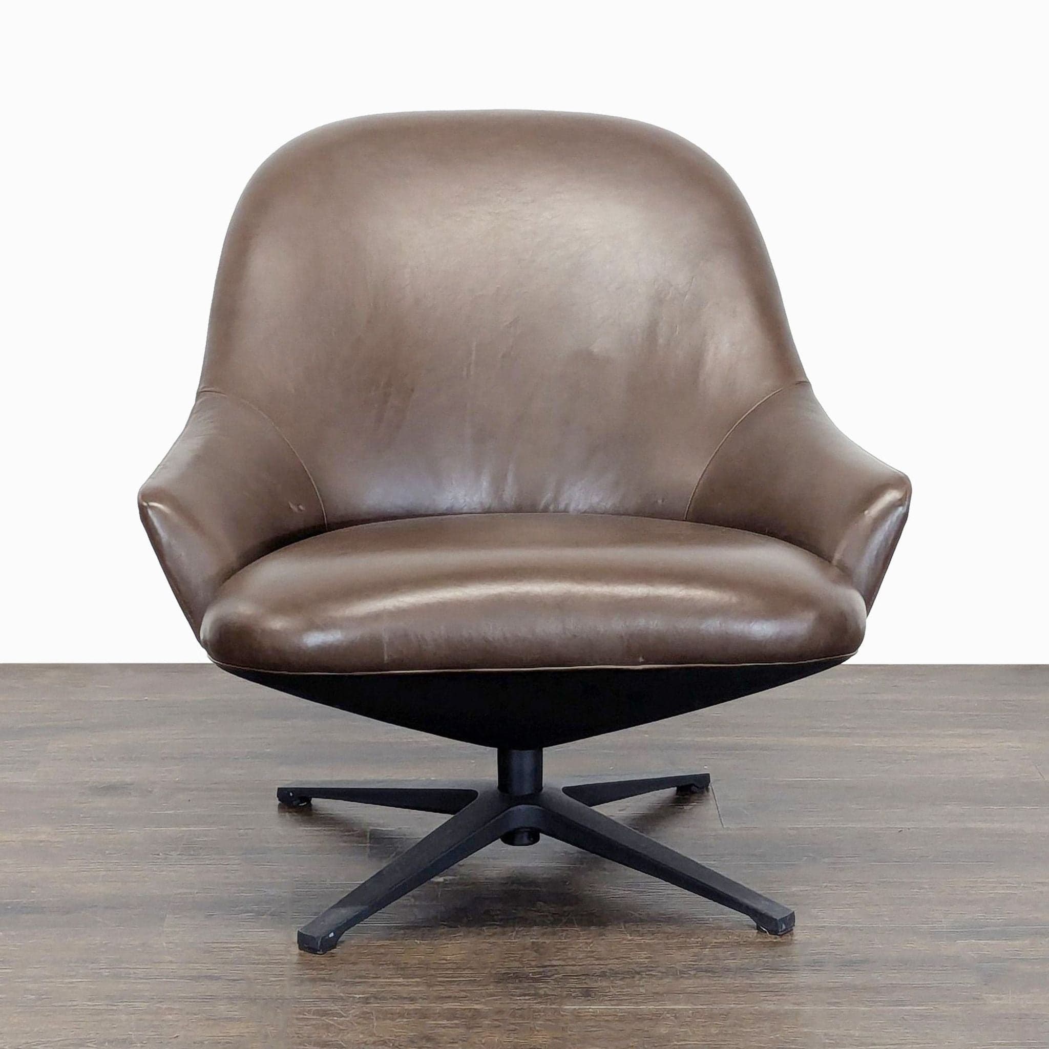 Article Brown Leather Swivel Lounge Chair - Modern Comfort - Image 1