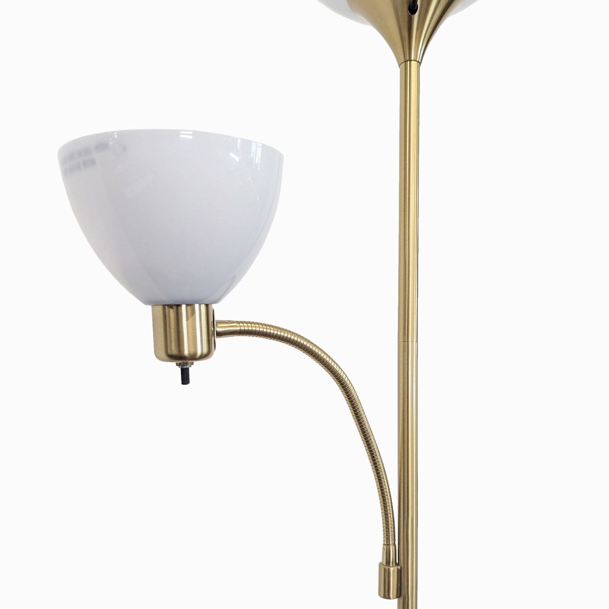 Brightech Skydome Brass Floor Lamp with Adjustable Reading Light and White Glass Shades - Thumbnail 3
