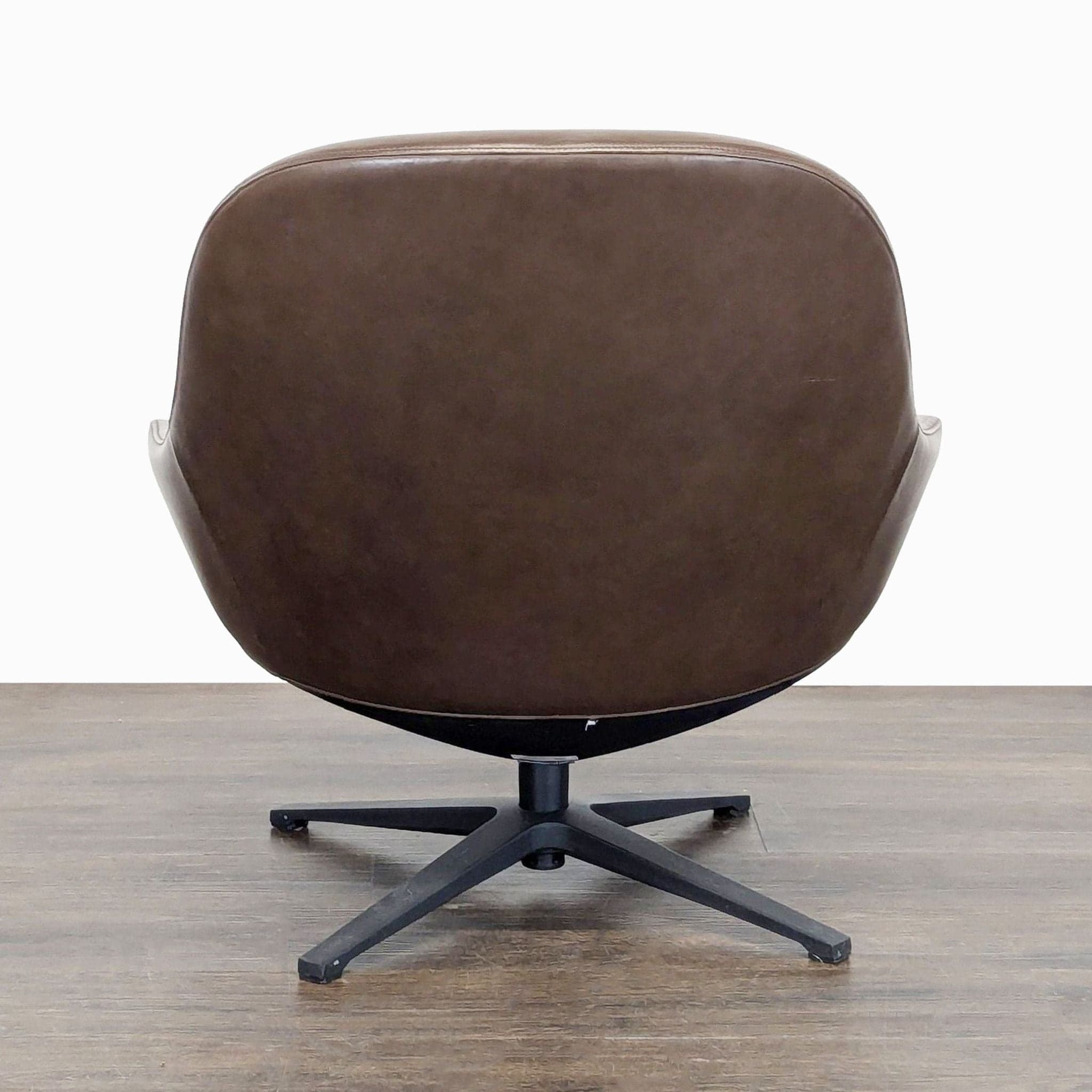 Article Brown Leather Swivel Lounge Chair - Modern Comfort - Thumbnail 3