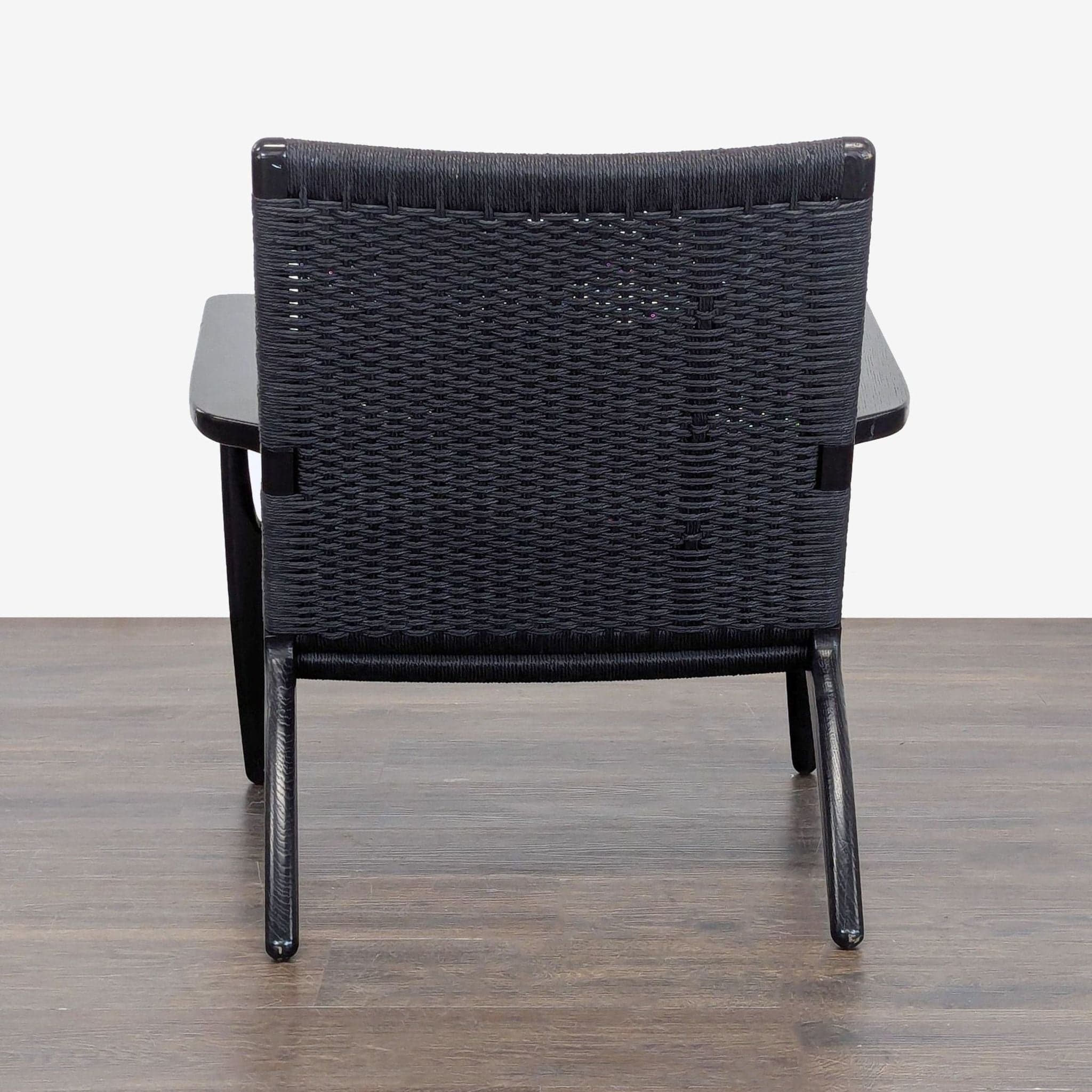 Carl Hansen & Son CH25 Modern Black Woven Lounge Chair by Hans J. Wegner - Thumbnail 4
