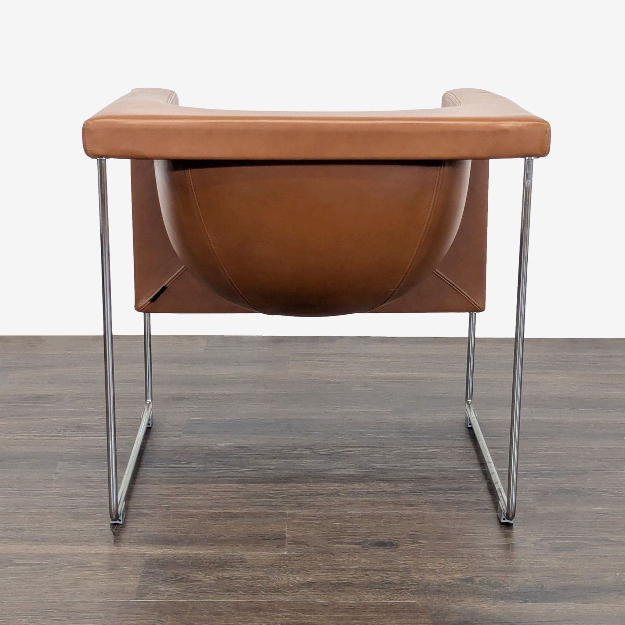 STUA Nube Modern Brown Leather Lounge Chair with Chrome Legs - Thumbnail 3