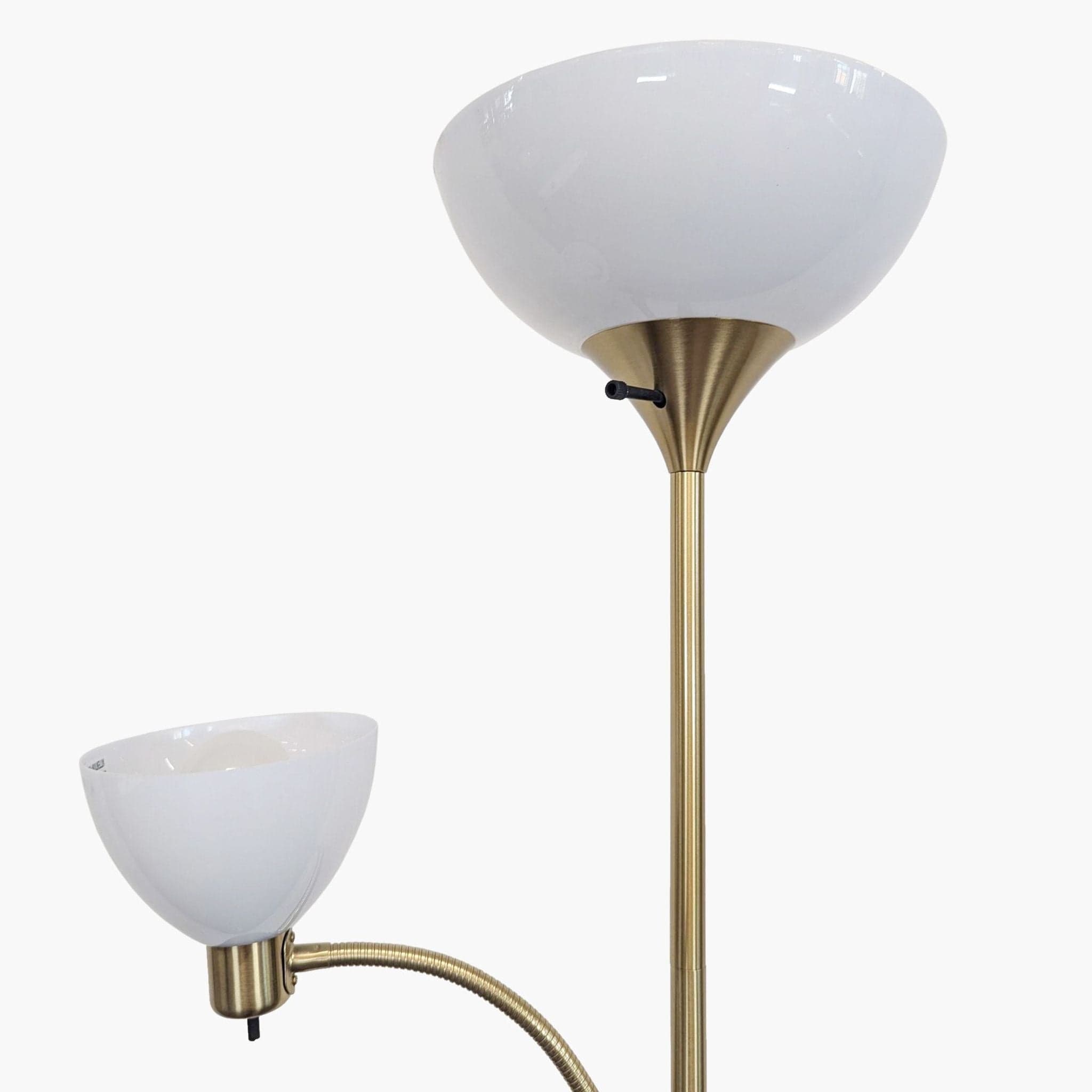 Brightech Skydome Brass Floor Lamp with Adjustable Reading Light and White Glass Shades - Thumbnail 2