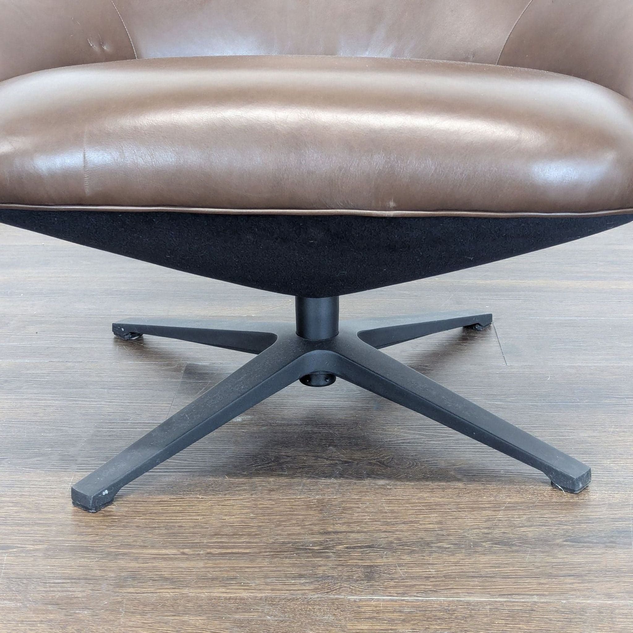 Article Brown Leather Swivel Lounge Chair - Modern Comfort - Thumbnail 6