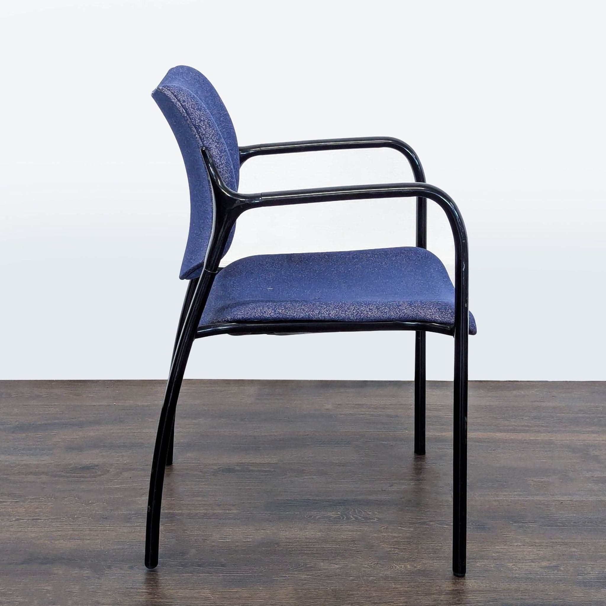 Herman Miller Aside Blue Fabric Guest Chair with Black Metal Frame - Thumbnail 3