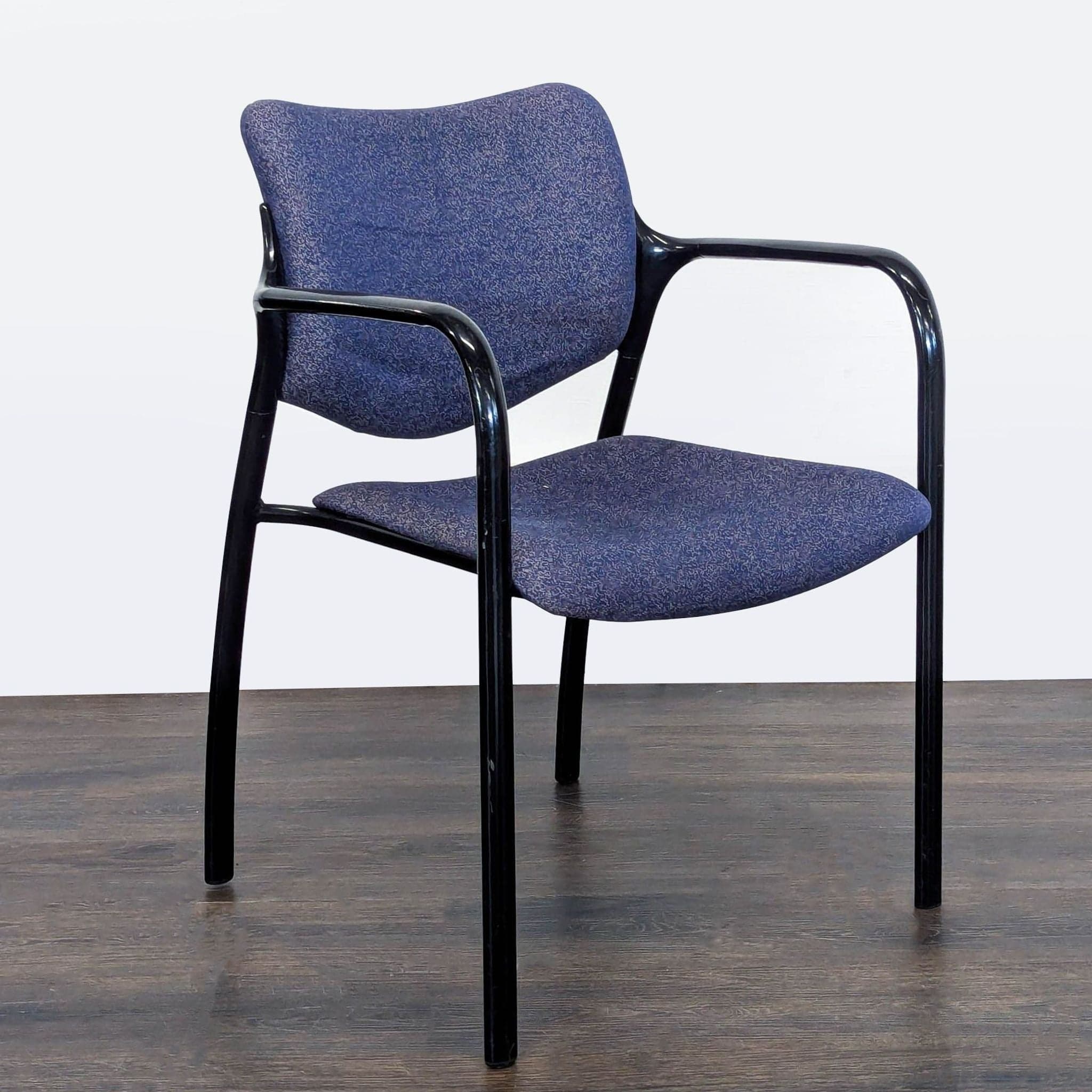 Herman Miller Aside Blue Fabric Guest Chair with Black Metal Frame - Thumbnail 2