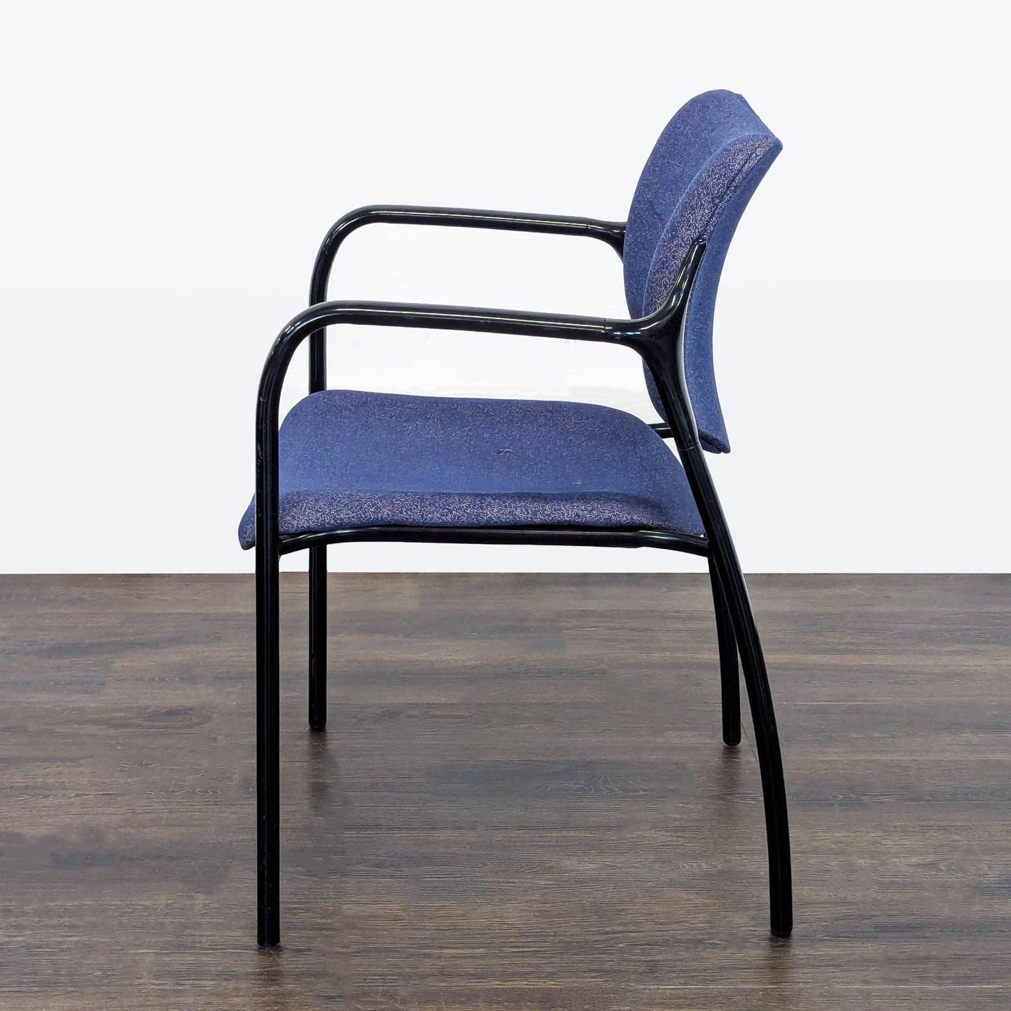 Herman Miller Aside Blue Fabric Guest Chair with Black Metal Frame - Thumbnail 5