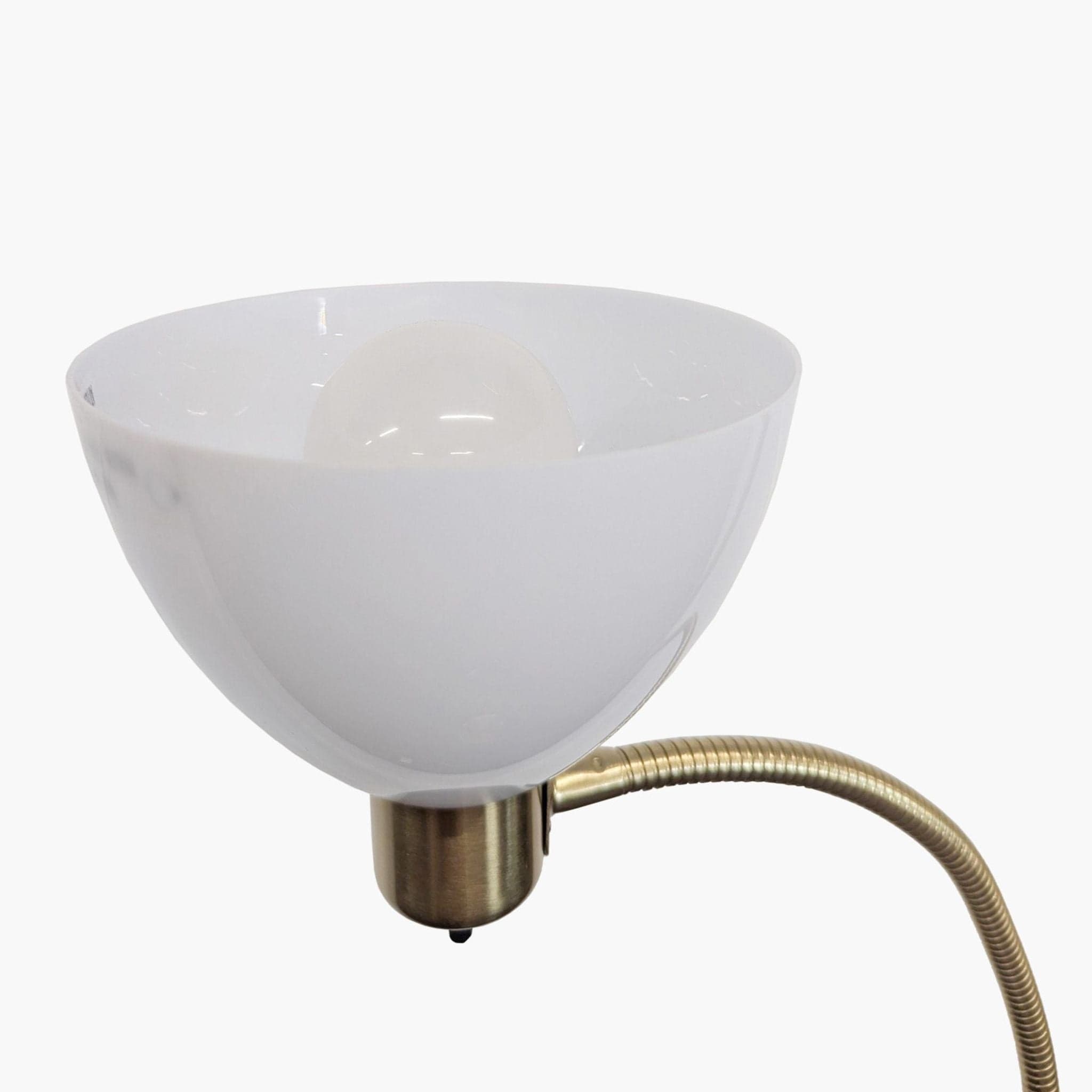 Brightech Skydome Brass Floor Lamp with Adjustable Reading Light and White Glass Shades - Thumbnail 4