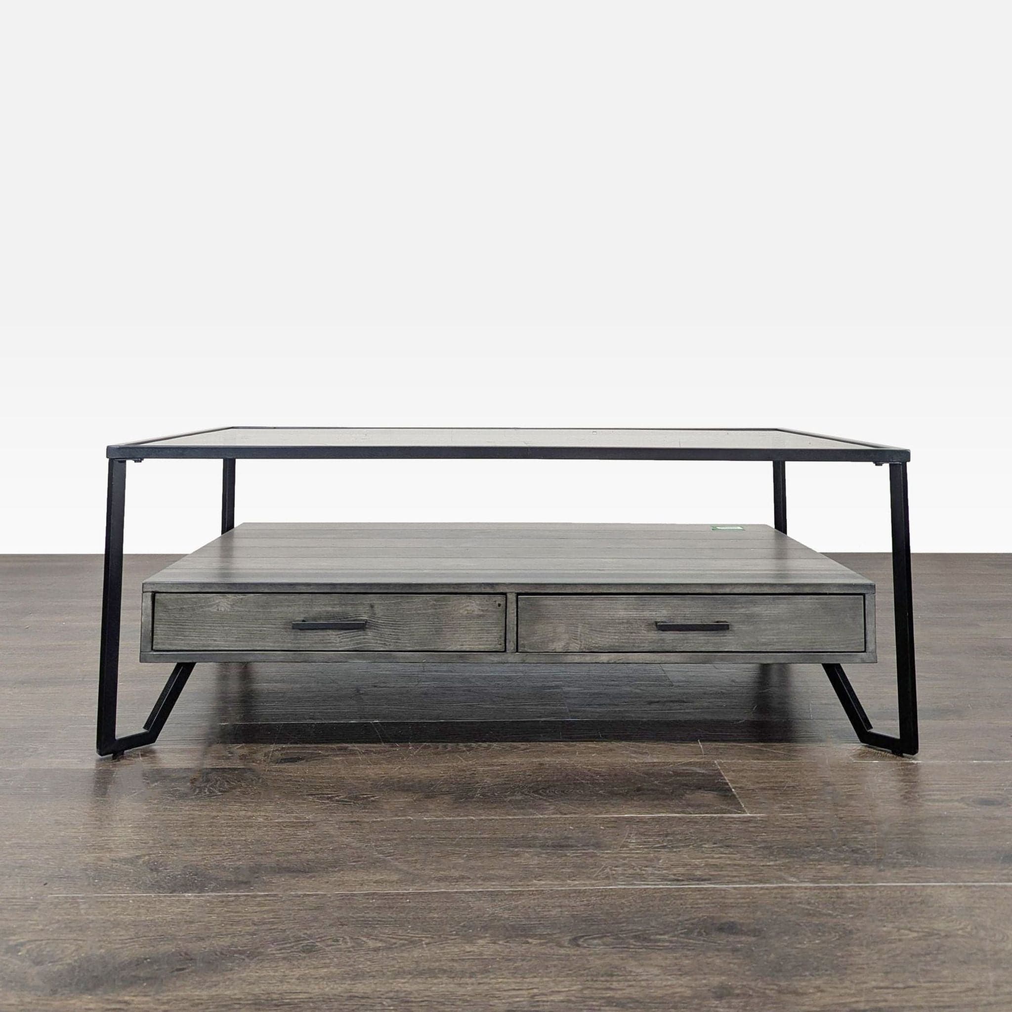 Glass Top Coffee Table with Drawers - Image 1