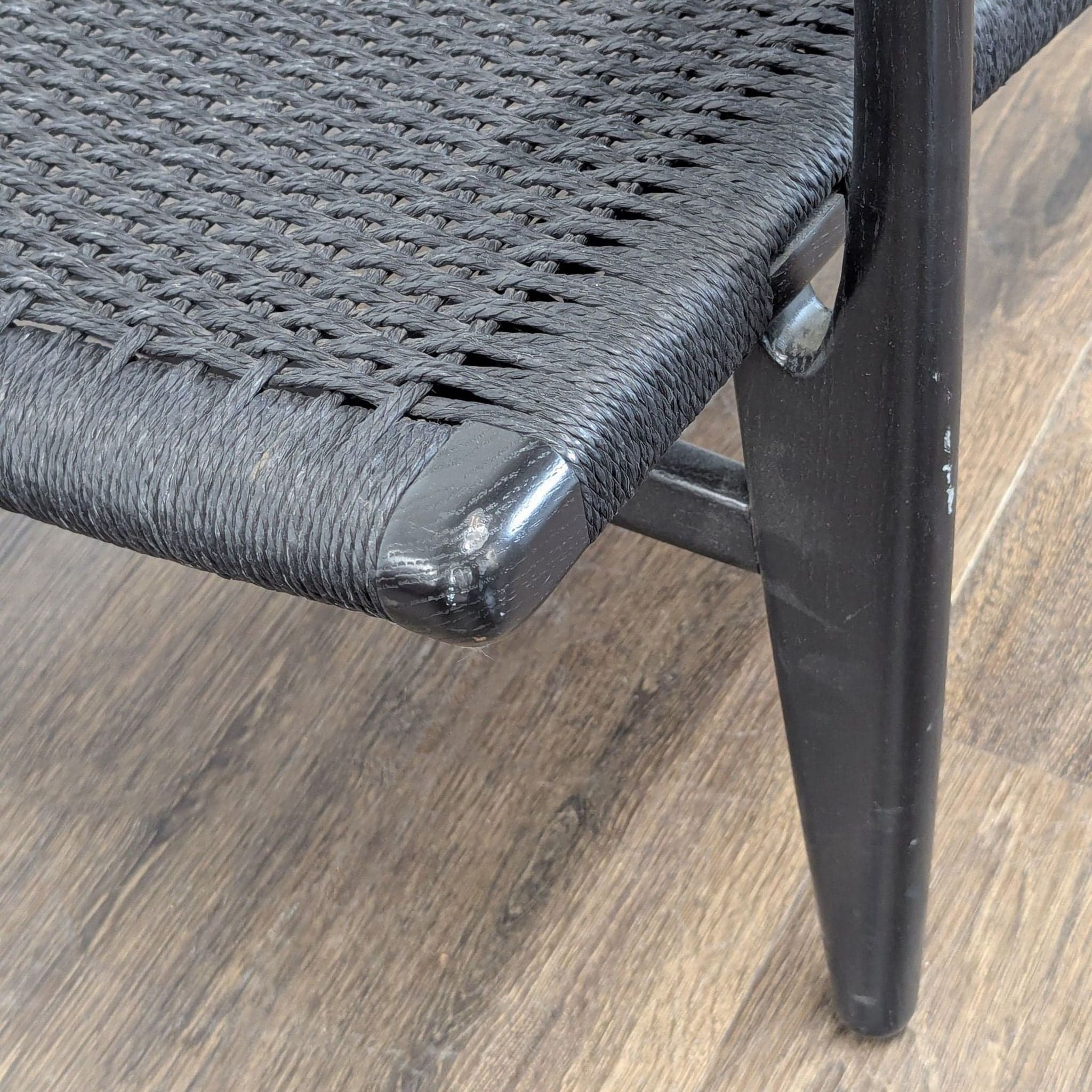 Carl Hansen & Son CH25 Modern Black Woven Lounge Chair by Hans J. Wegner - Thumbnail 6