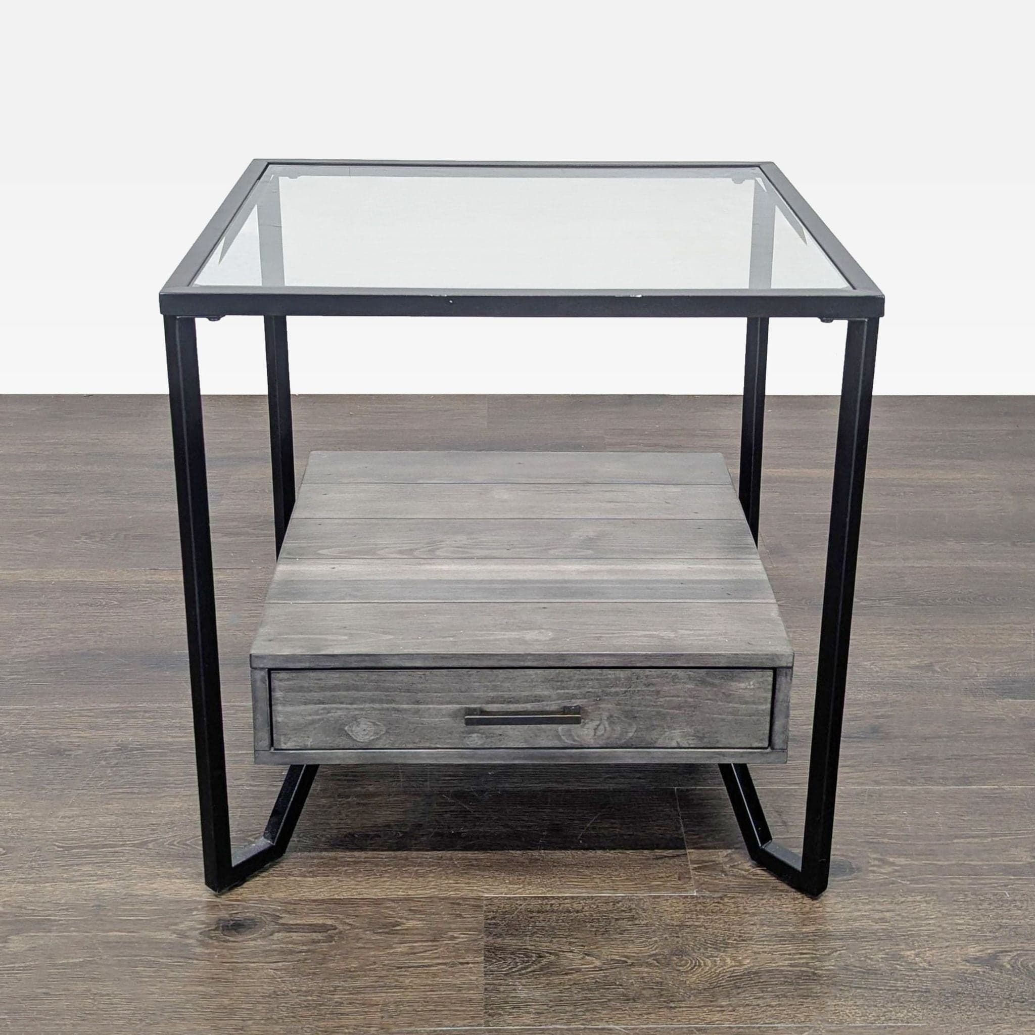 Pair of Glass Top End Tables Each with a Drawer - Thumbnail 5