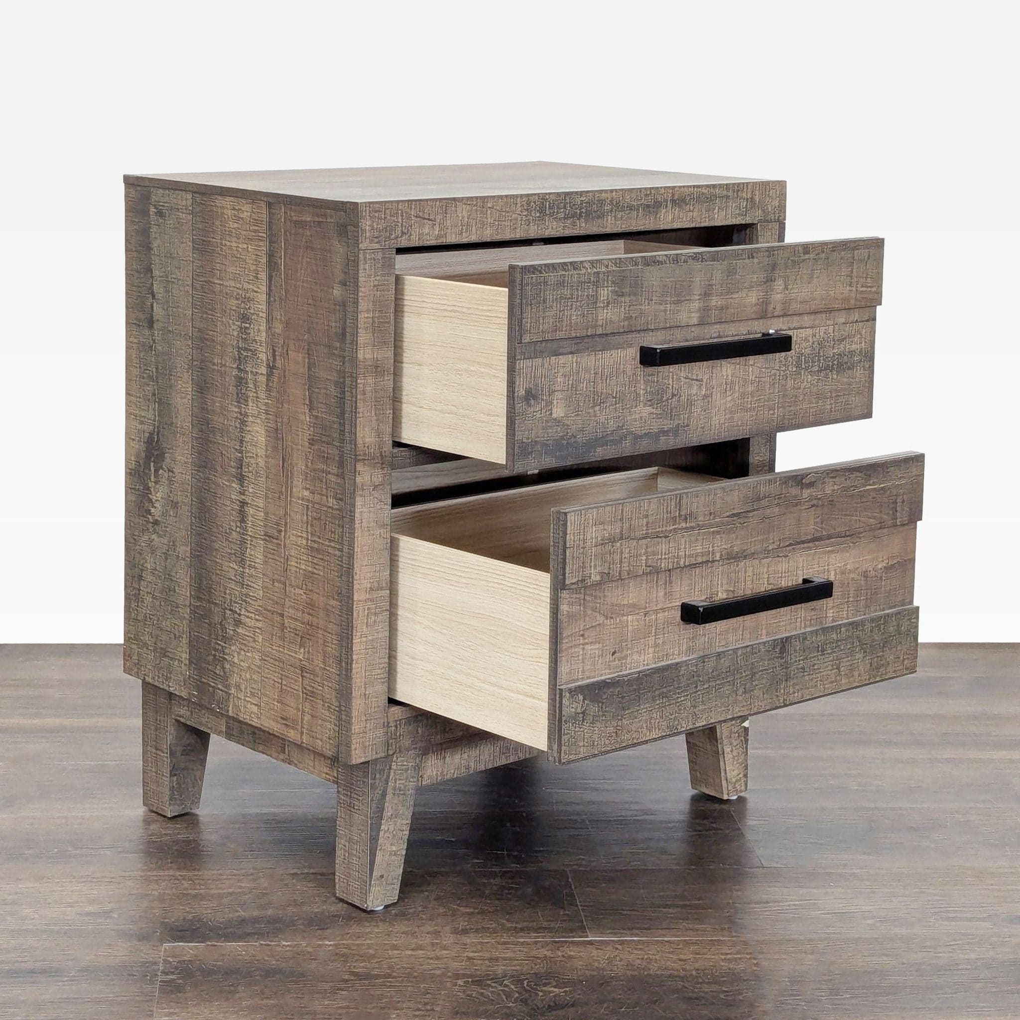 Crown Mark Rustic Two Drawer Nightstand - Thumbnail 2