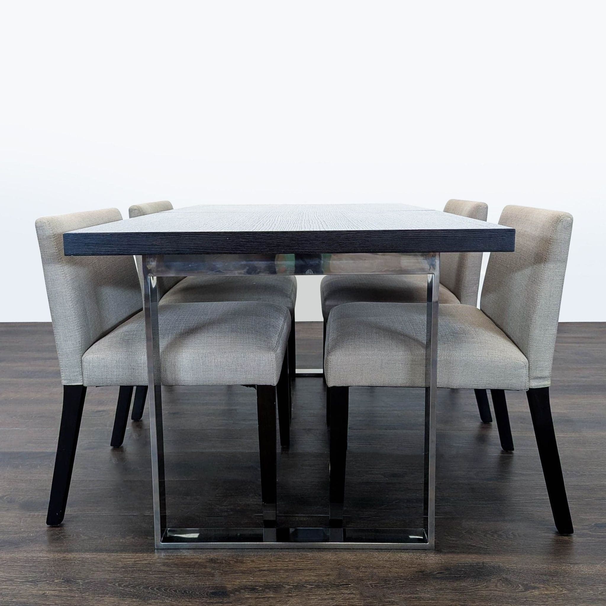 EQ3 Modern 5-Piece Dining Set with Rectangular Table and Upholstered Chairs - Thumbnail 2