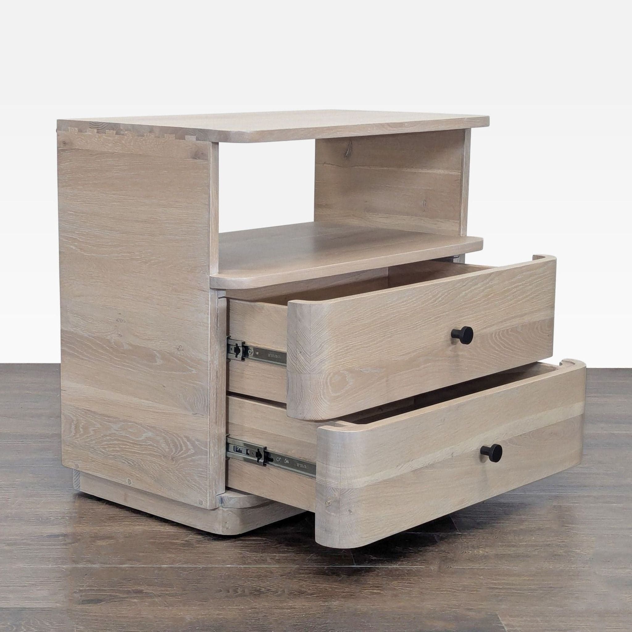 Two Drawer Nightstand with Open Shelf - Thumbnail 2