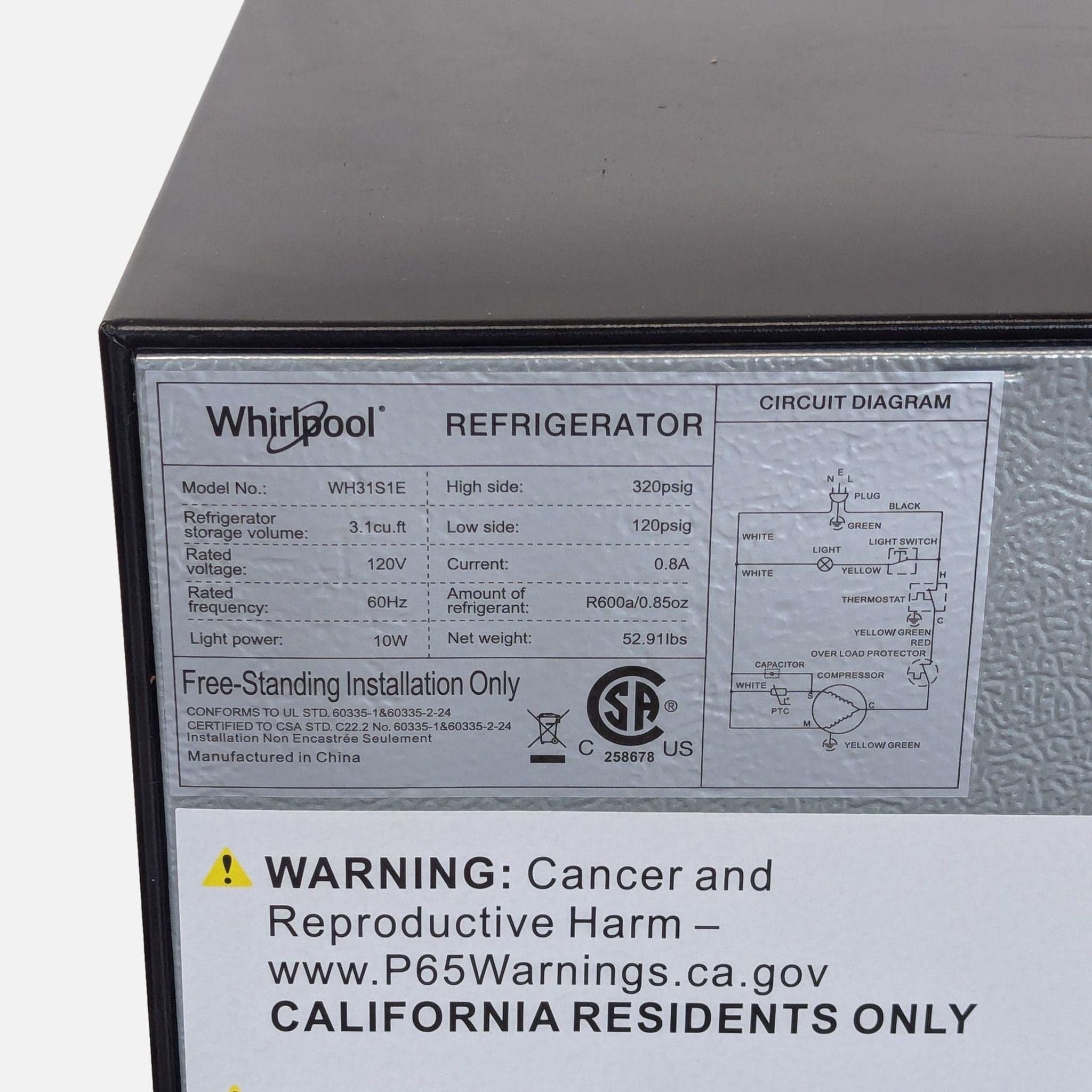 Whirlpool Compact Double Door Mini Refrigerator - Silver - Thumbnail 3