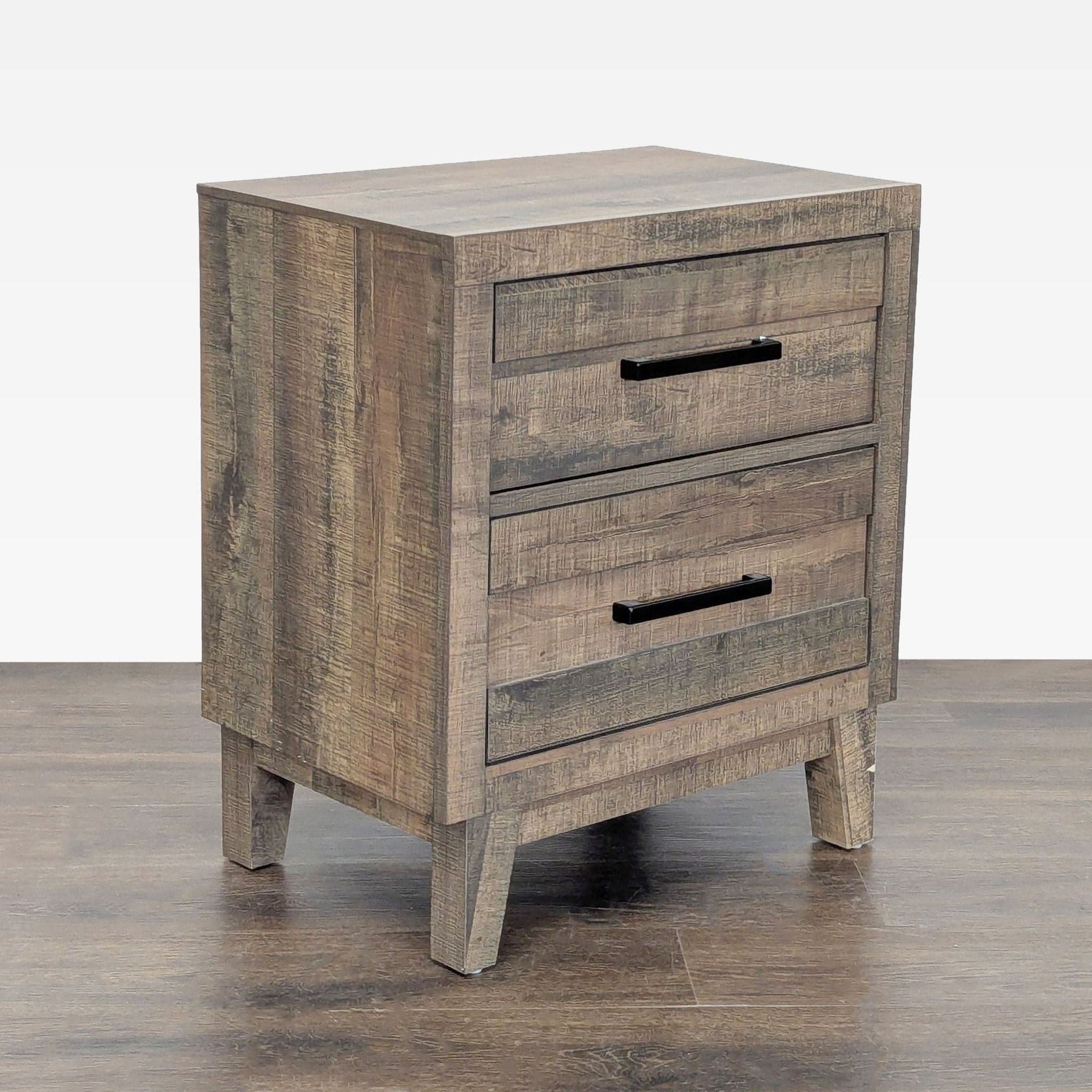 Crown Mark Rustic Two Drawer Nightstand - Thumbnail 4