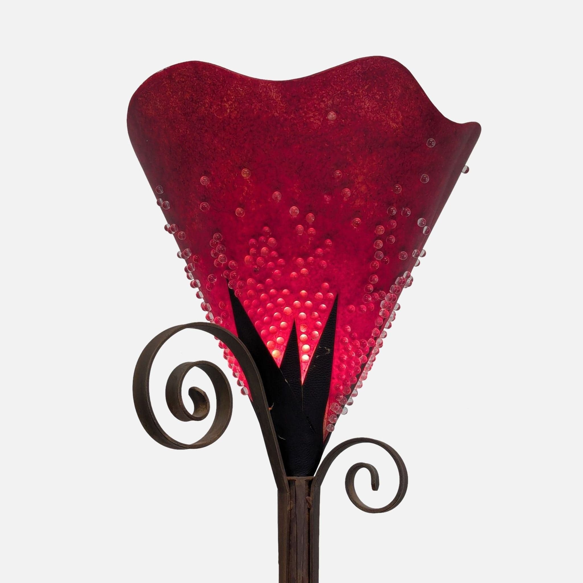 Decorative Red Art Glass Floor Lamp With Metal Stand - Thumbnail 2