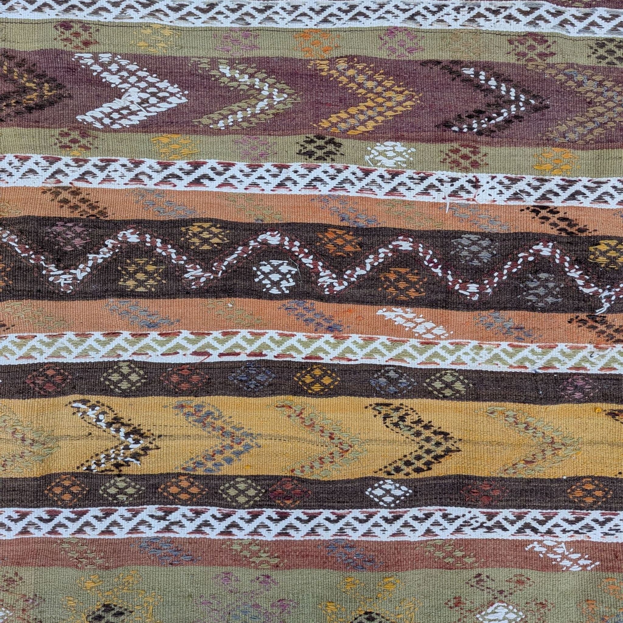 Handwoven 16.5x4 Runner Rug with Zigzag Patterns and Earthy Tones - Thumbnail 3