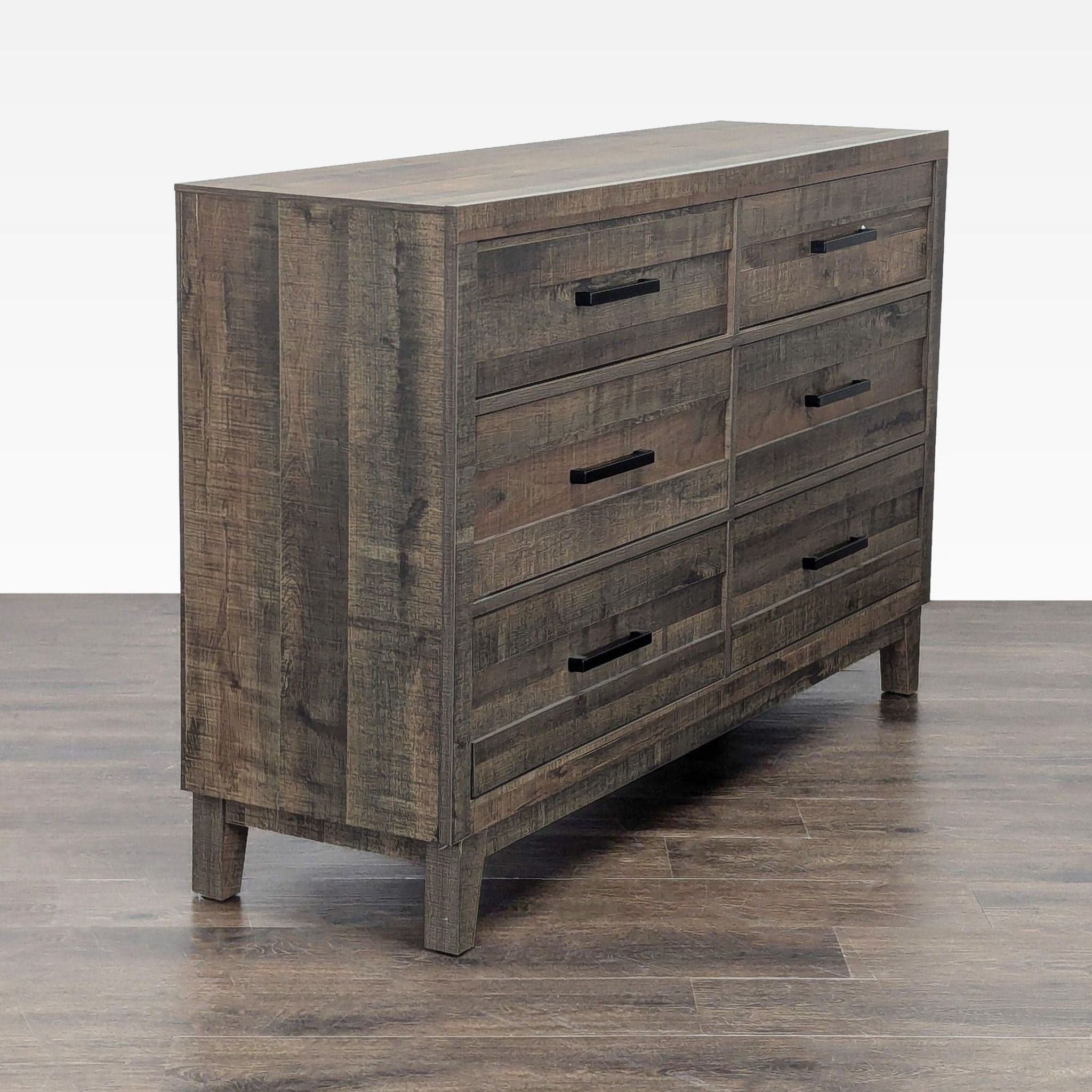 Crown Mark 6-Drawer Rustic Wood Dresser with Modern Black Handles - Thumbnail 9