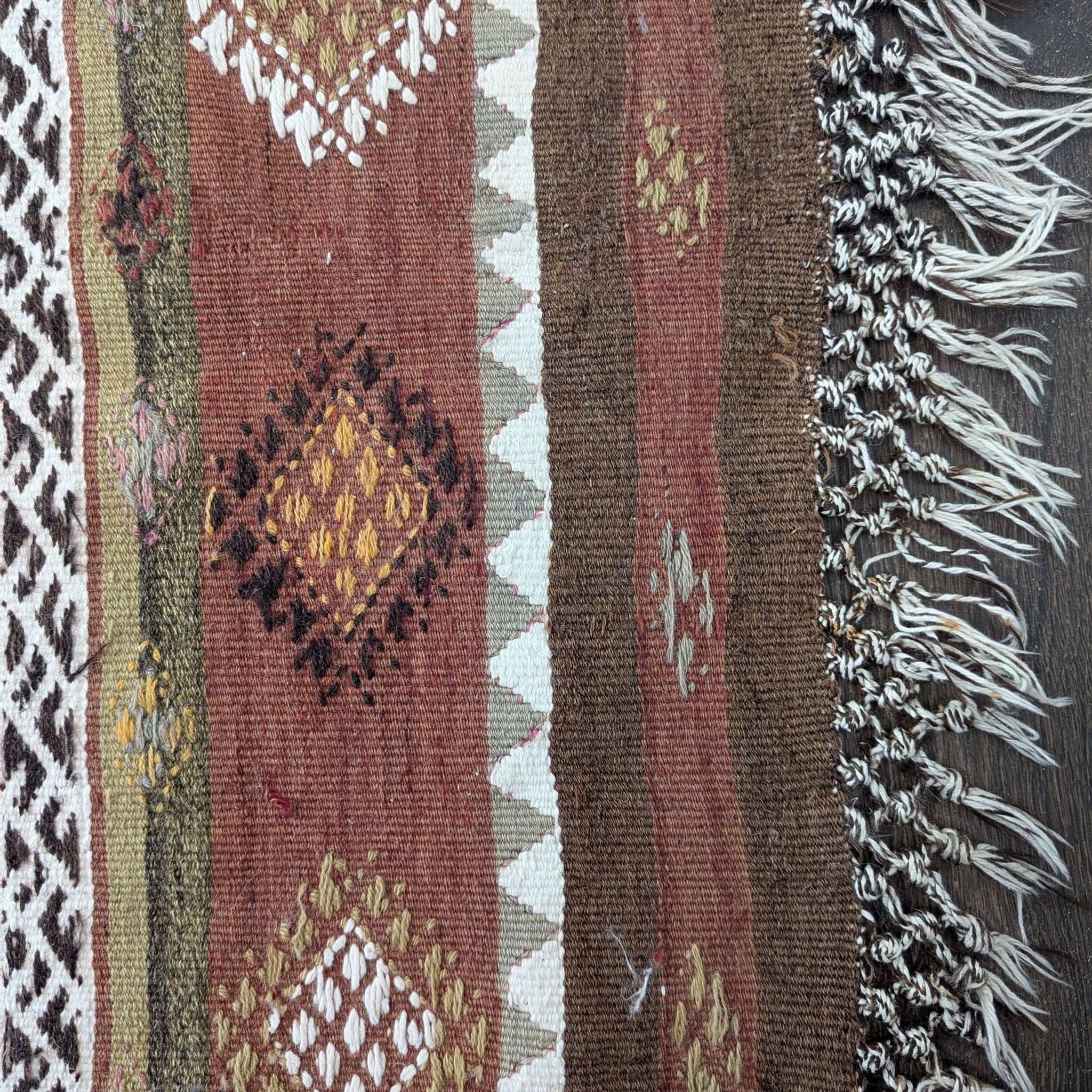 Handwoven 16.5x4 Runner Rug with Zigzag Patterns and Earthy Tones - Thumbnail 2