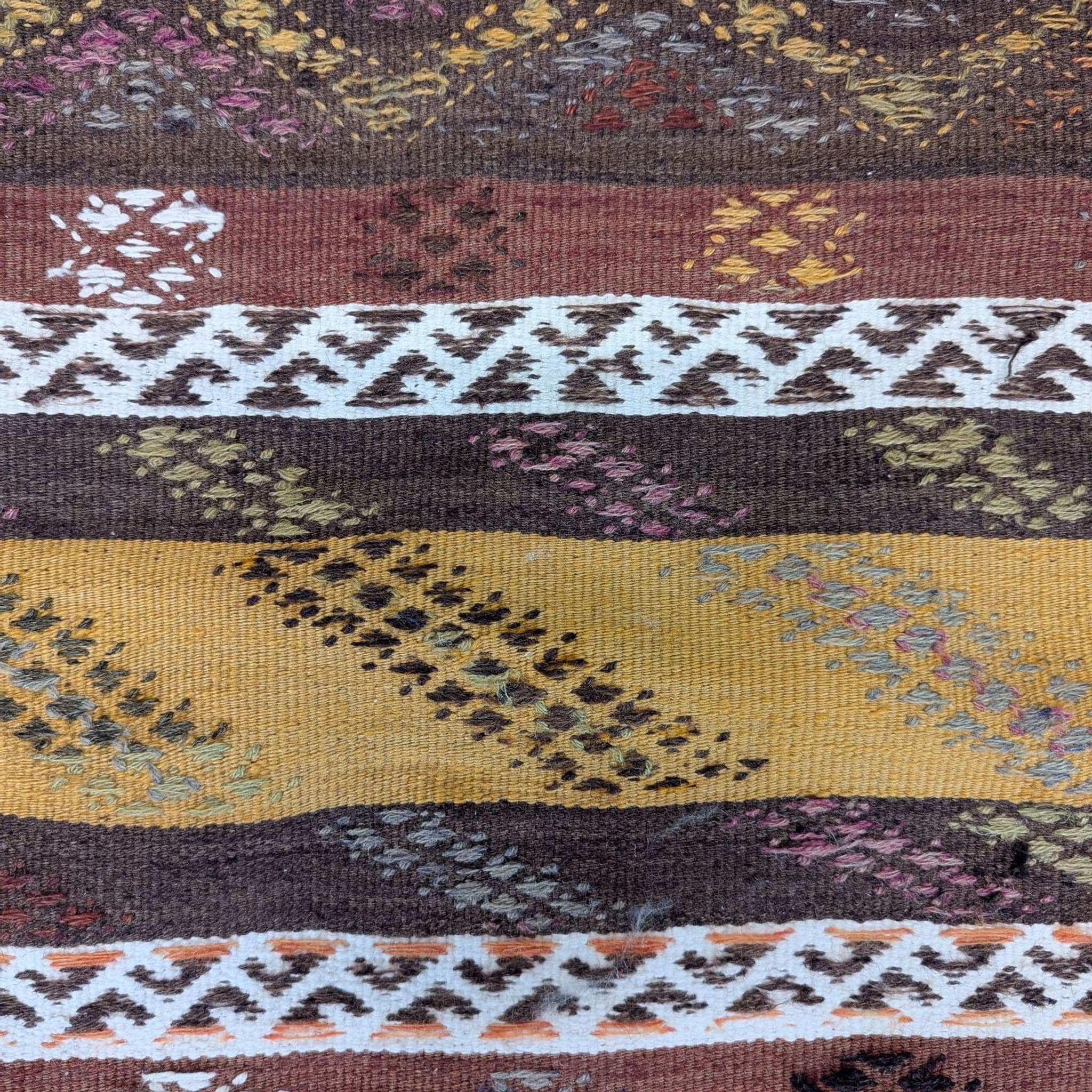 Handwoven 16.5x4 Runner Rug with Zigzag Patterns and Earthy Tones - Thumbnail 4