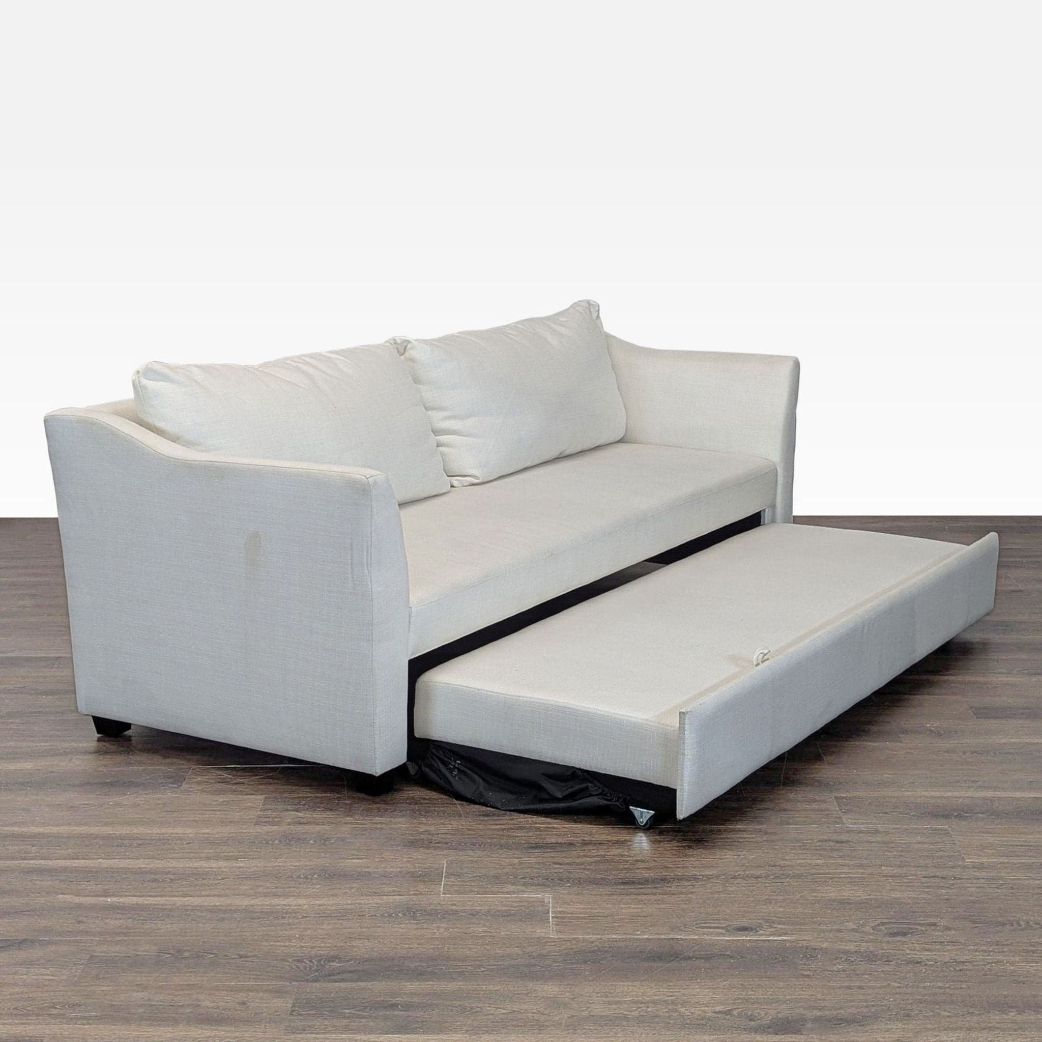 Pottery Barn York Slope Arm Modern Cream Sleeper Sofa with Pull-Out Bed - Thumbnail 2