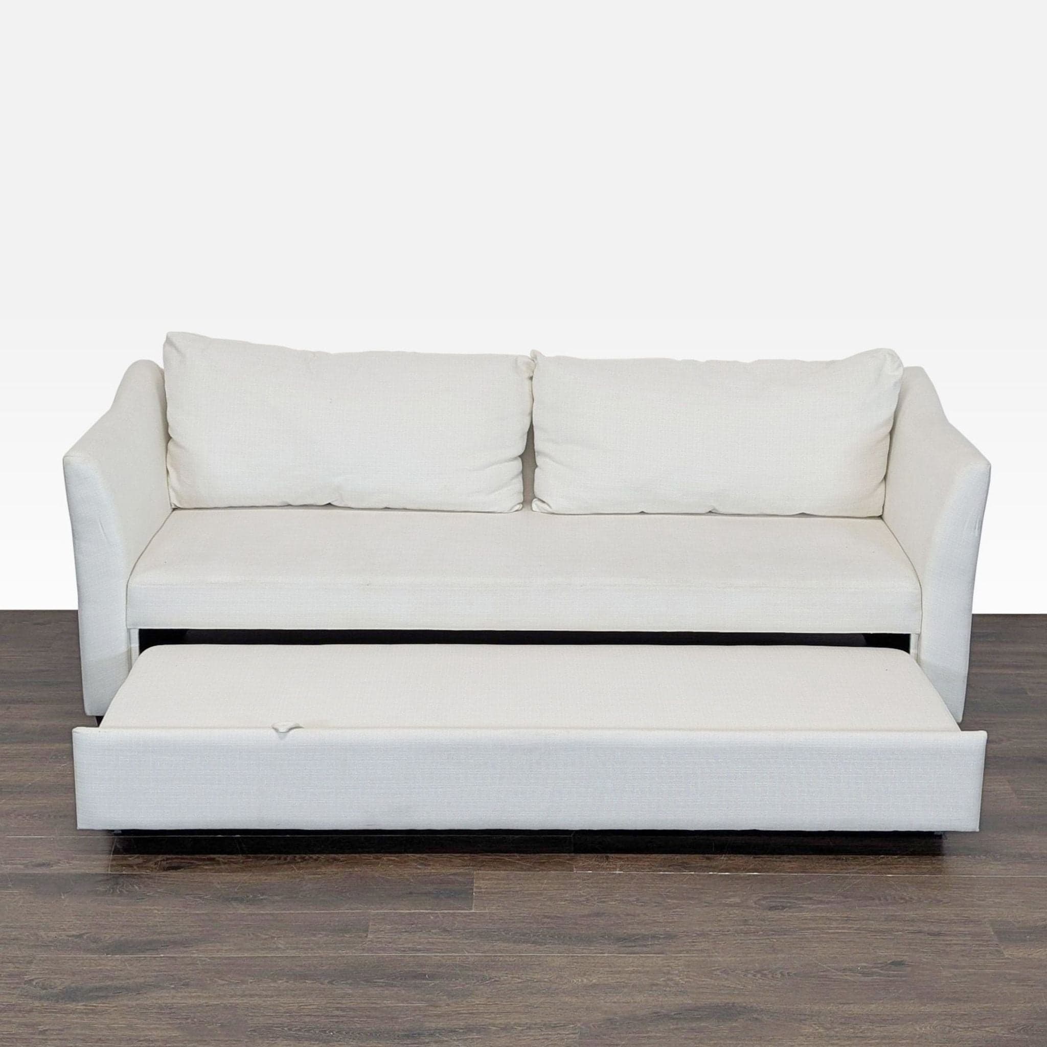 Pottery Barn York Slope Arm Modern Cream Sleeper Sofa with Pull-Out Bed - Thumbnail 5