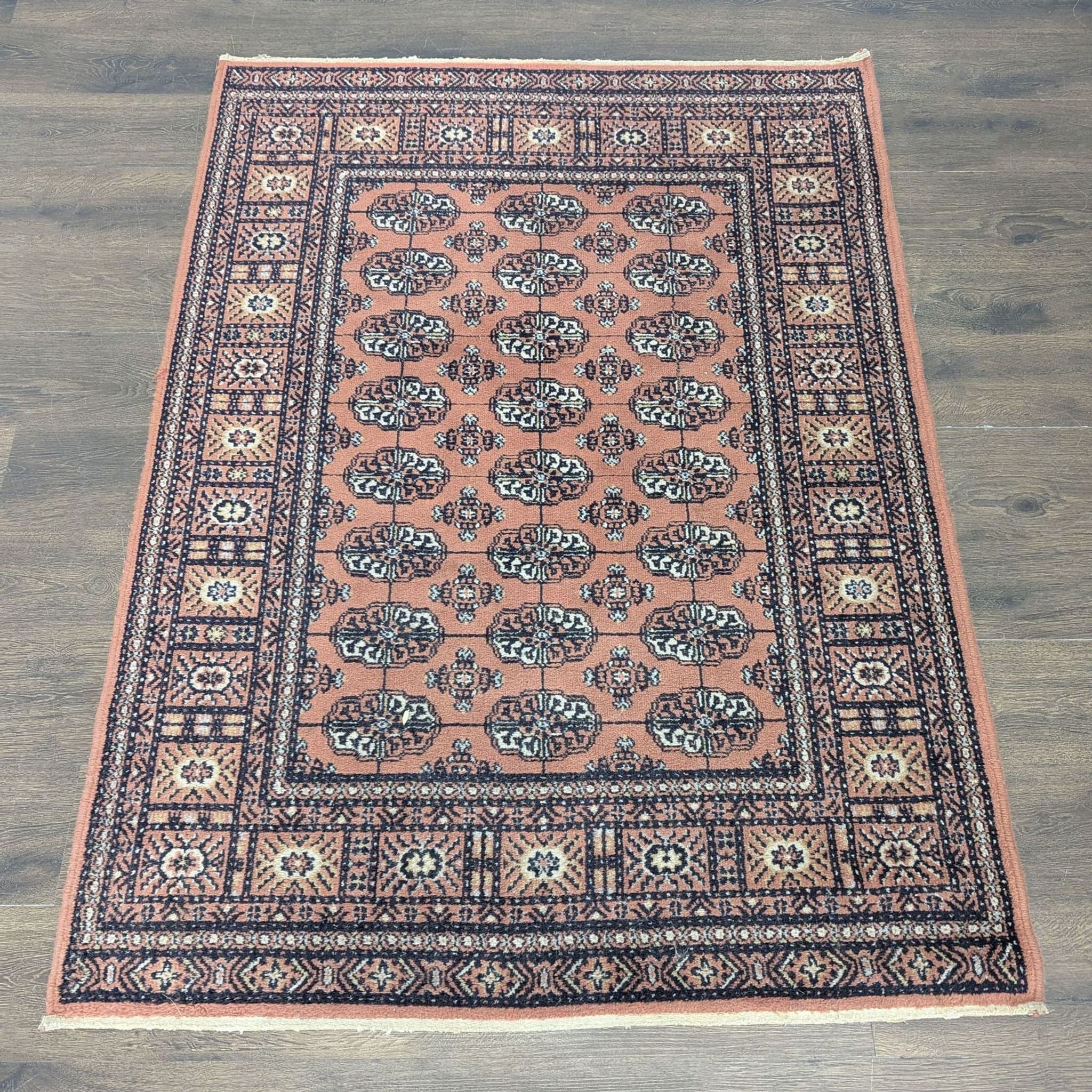 Caspian 4x6 Traditional Pattern Rug with Floral Border, Warm Rust and Black Tones - Thumbnail 7