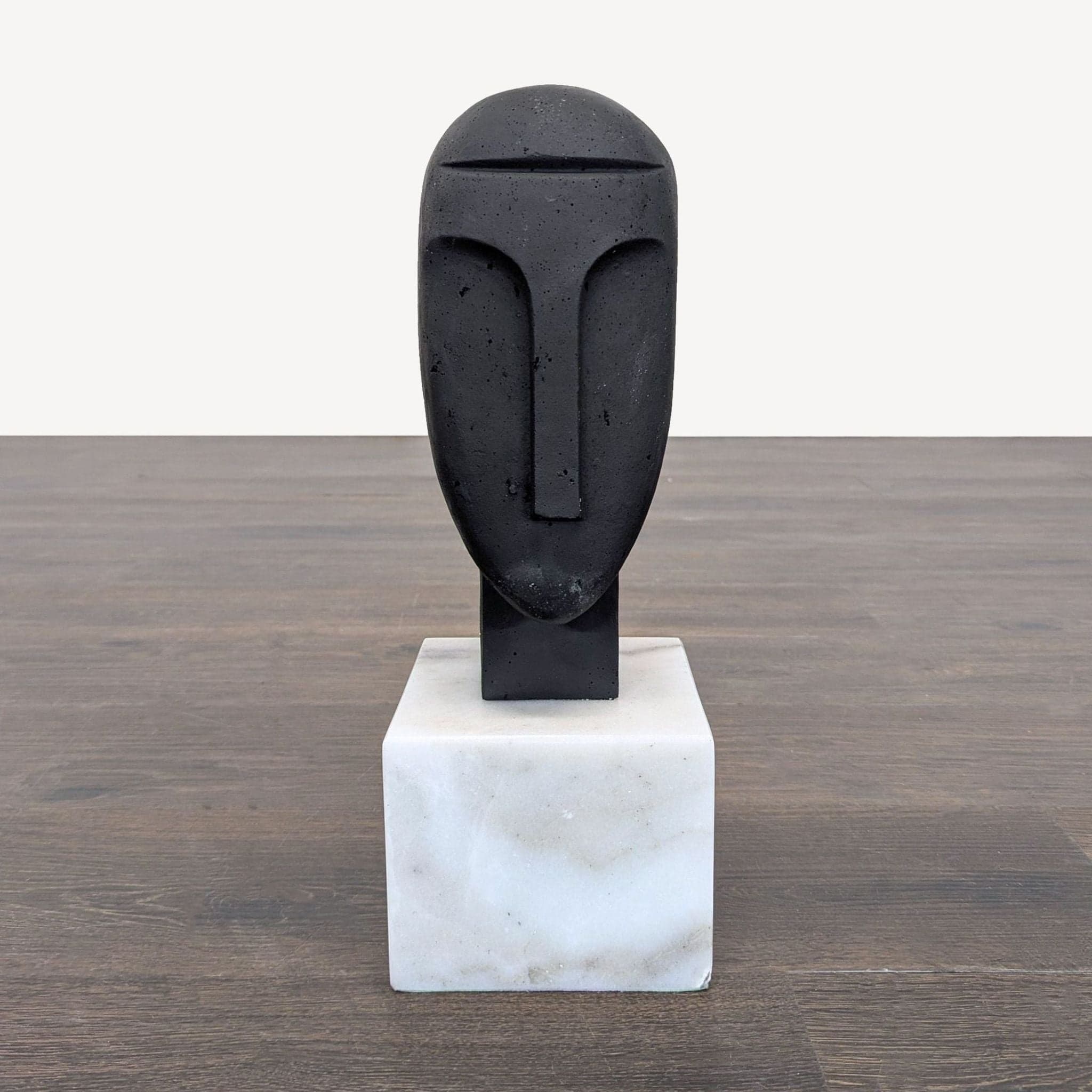Arteriors Home Modern Abstract Face Sculpture on Marble Base - Image 1