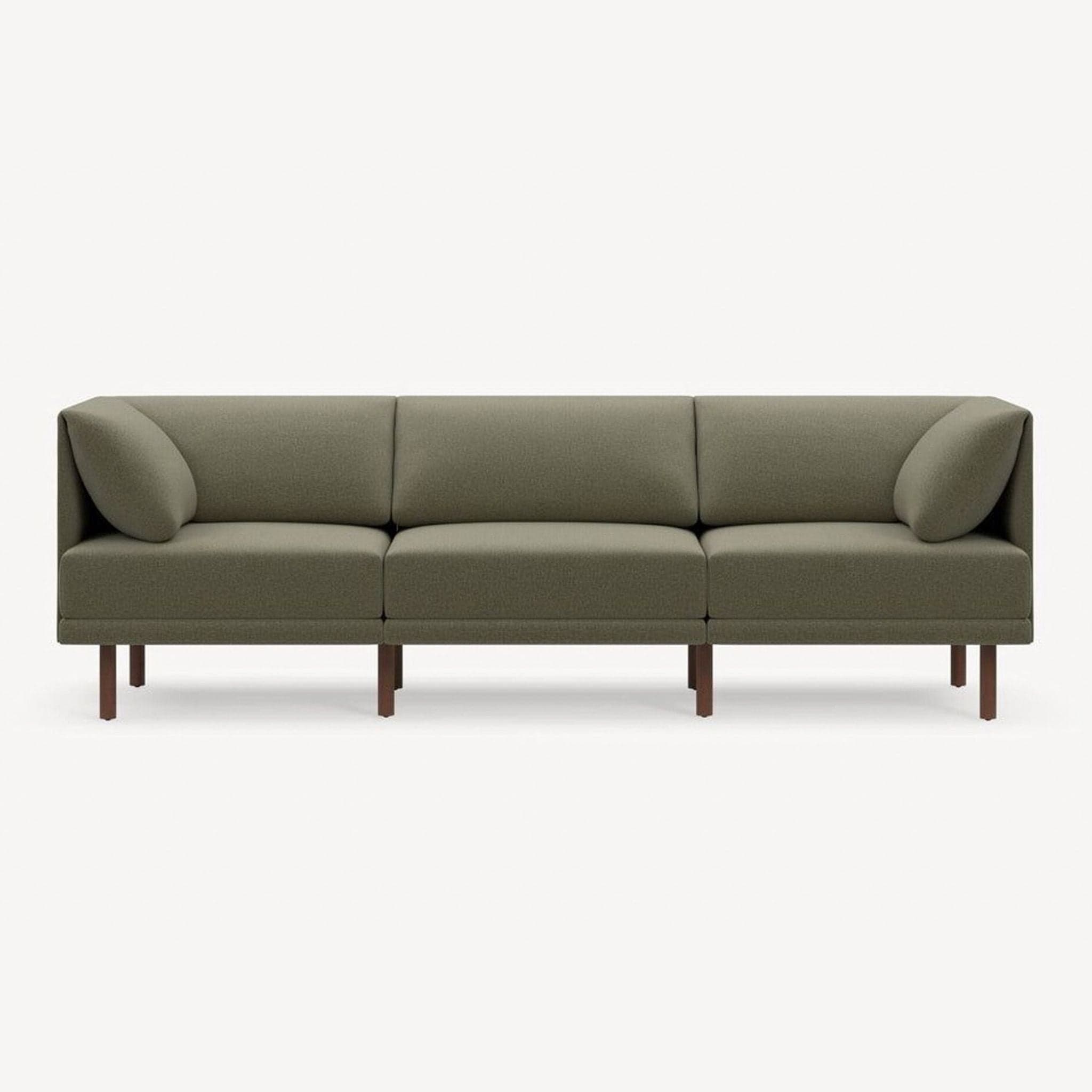Burrow Range 3-Seat Sofa in Olive Green with Walnut Legs - Image 1