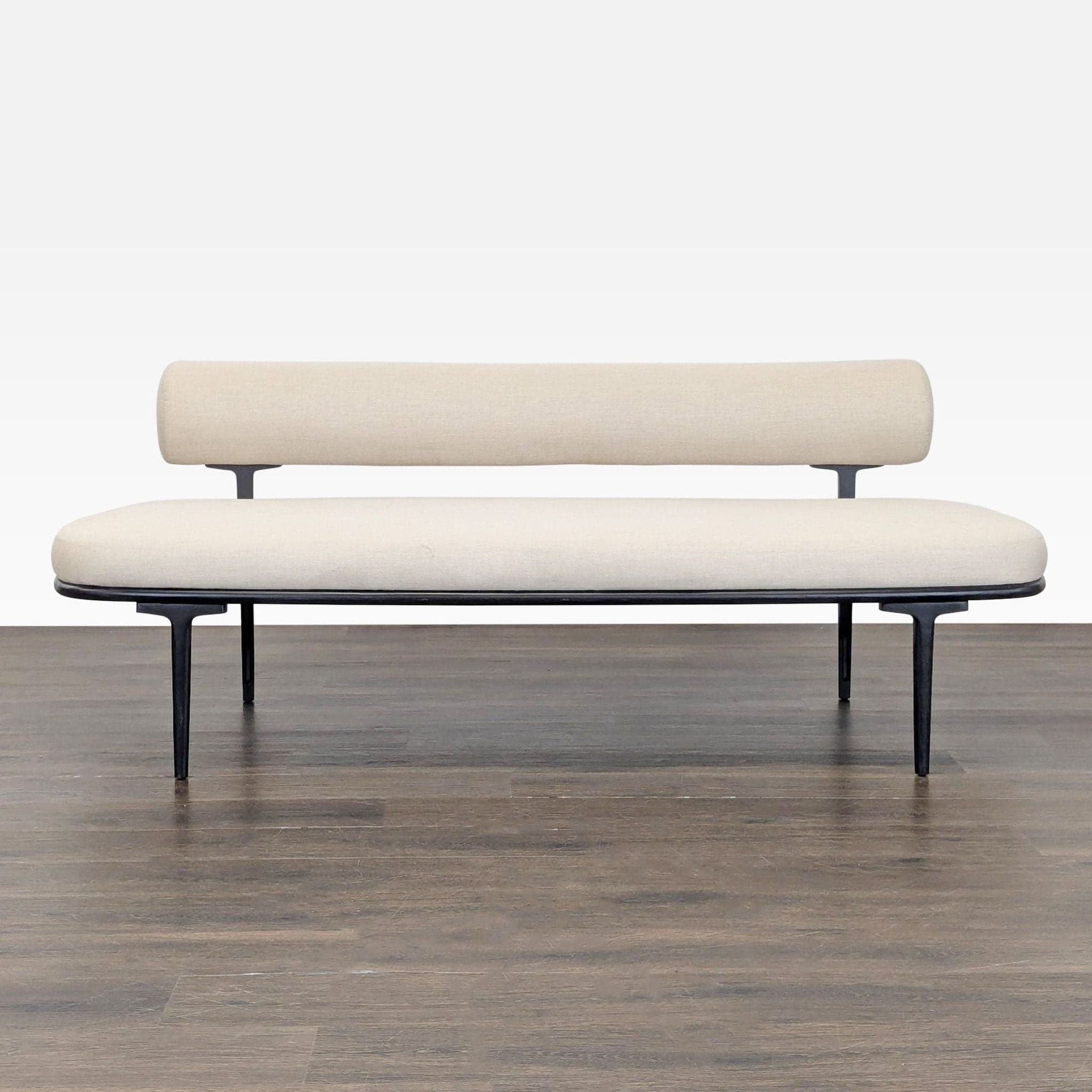 CB2 Vita Modern Cream Upholstered Sofa with Black Metal Legs - Image 1