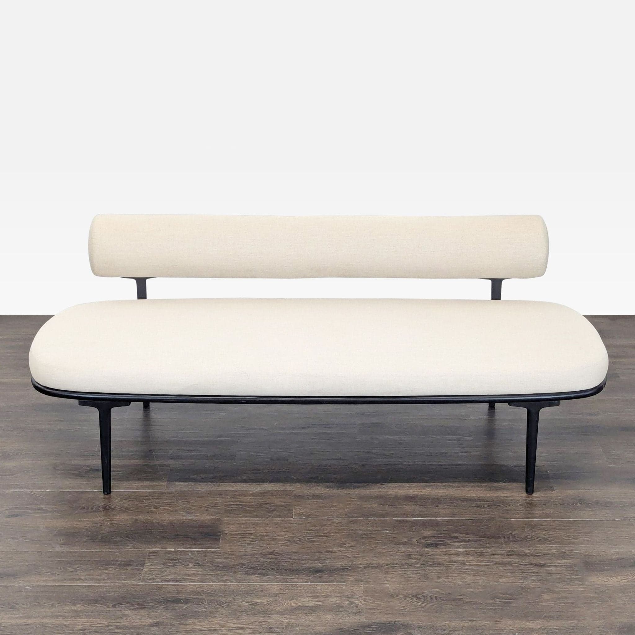CB2 Vita Modern Cream Upholstered Sofa with Black Metal Legs - Thumbnail 3