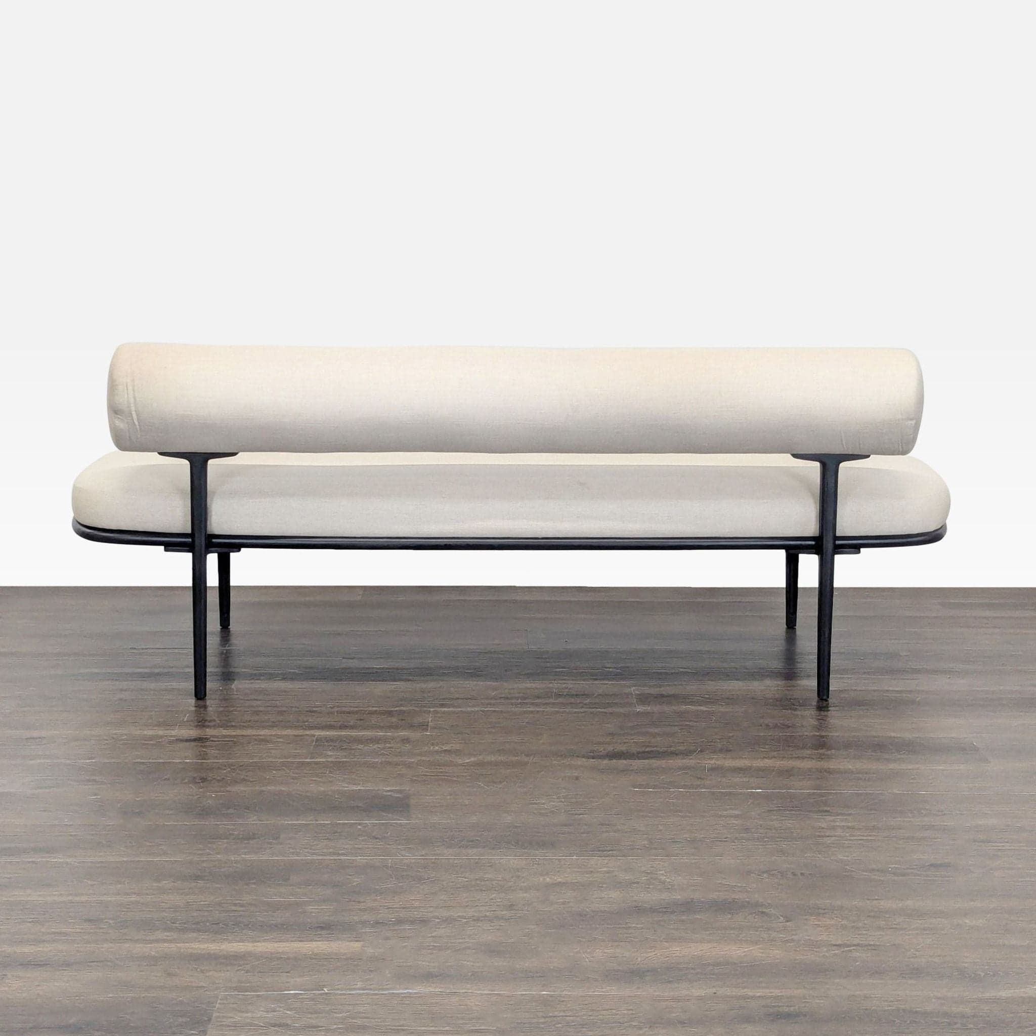 CB2 Vita Modern Cream Upholstered Sofa with Black Metal Legs - Thumbnail 5