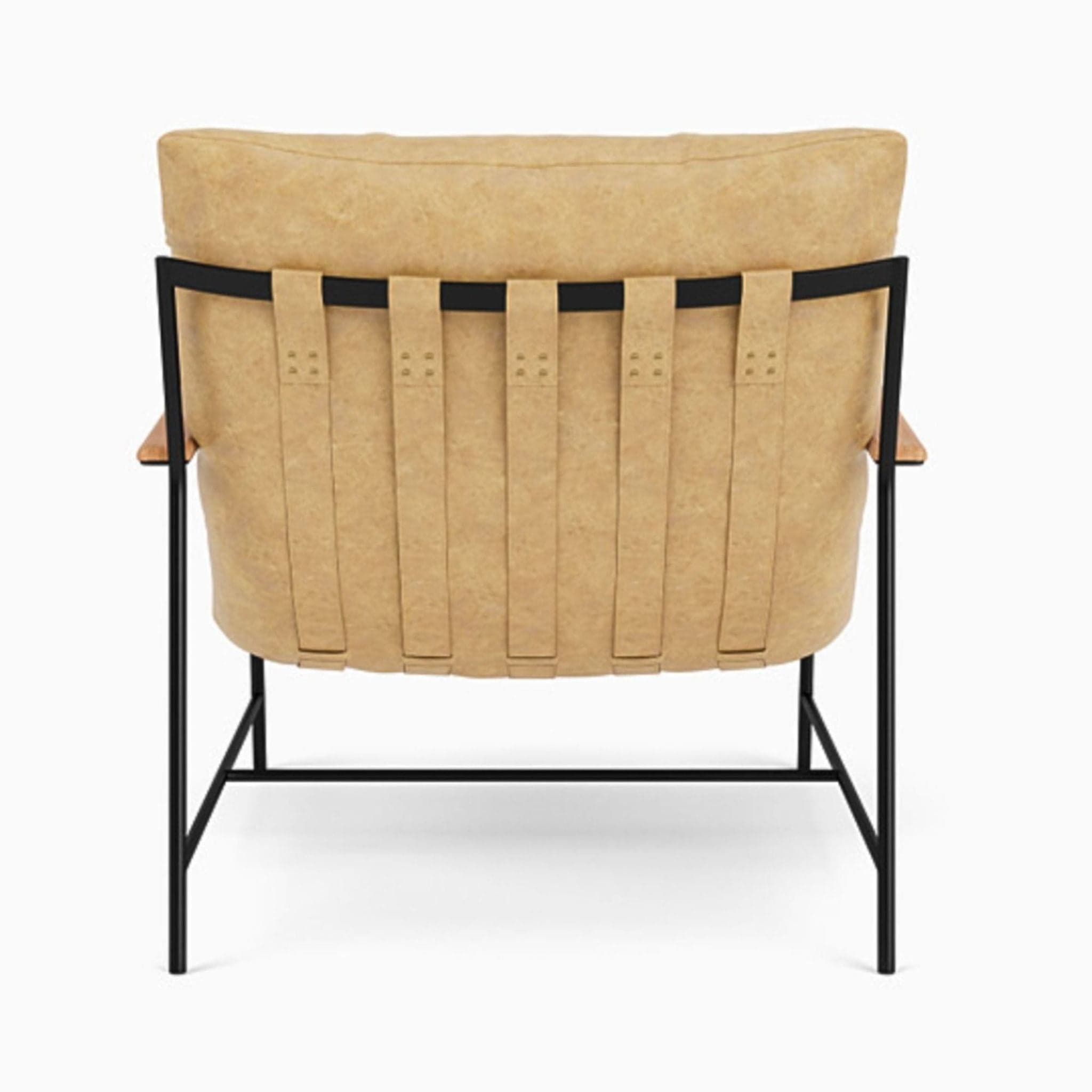 Denver Modern Vail Lounge Chair with Tan Leather Cushion and Black Metal Frame - Thumbnail 4