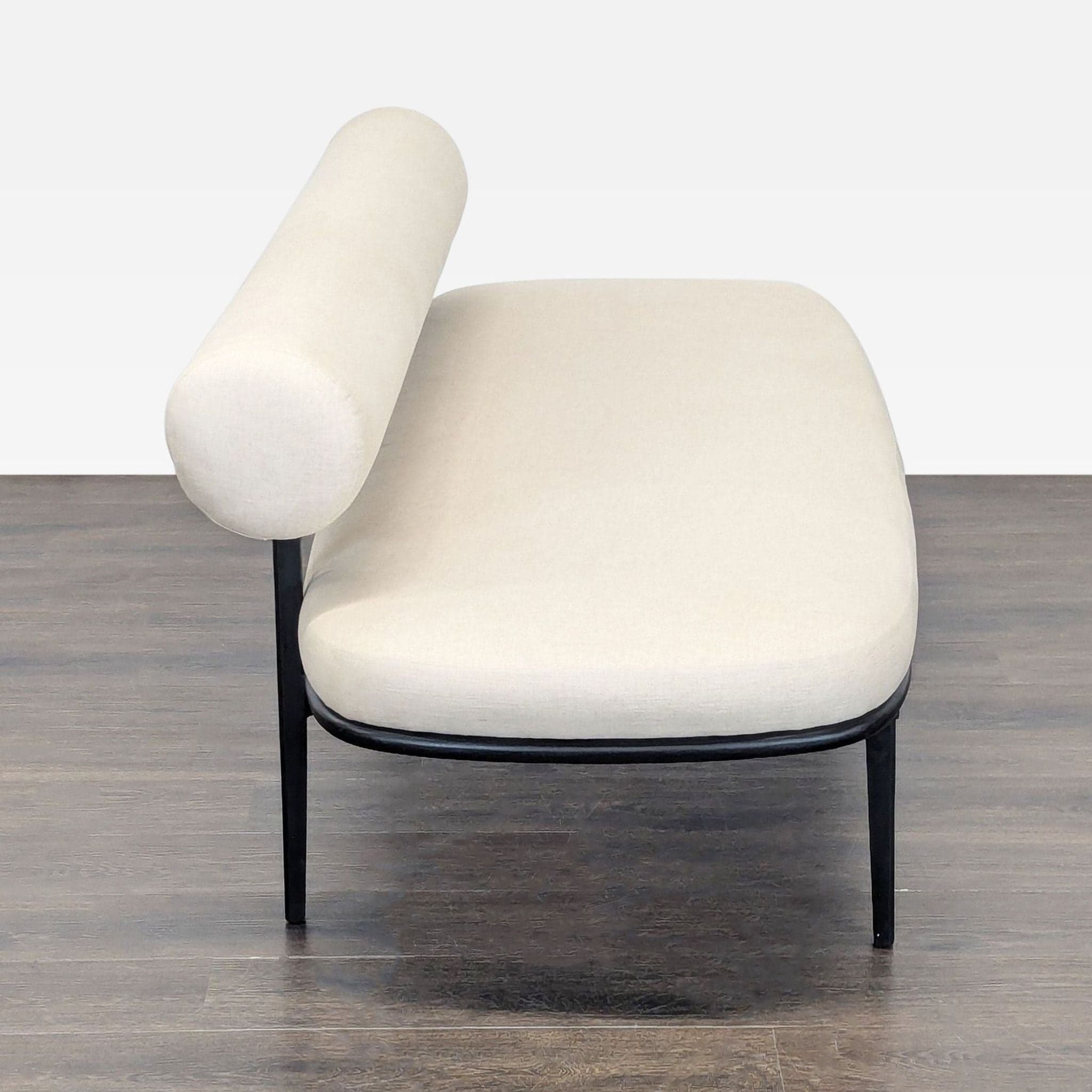 CB2 Vita Modern Cream Upholstered Sofa with Black Metal Legs - Thumbnail 4