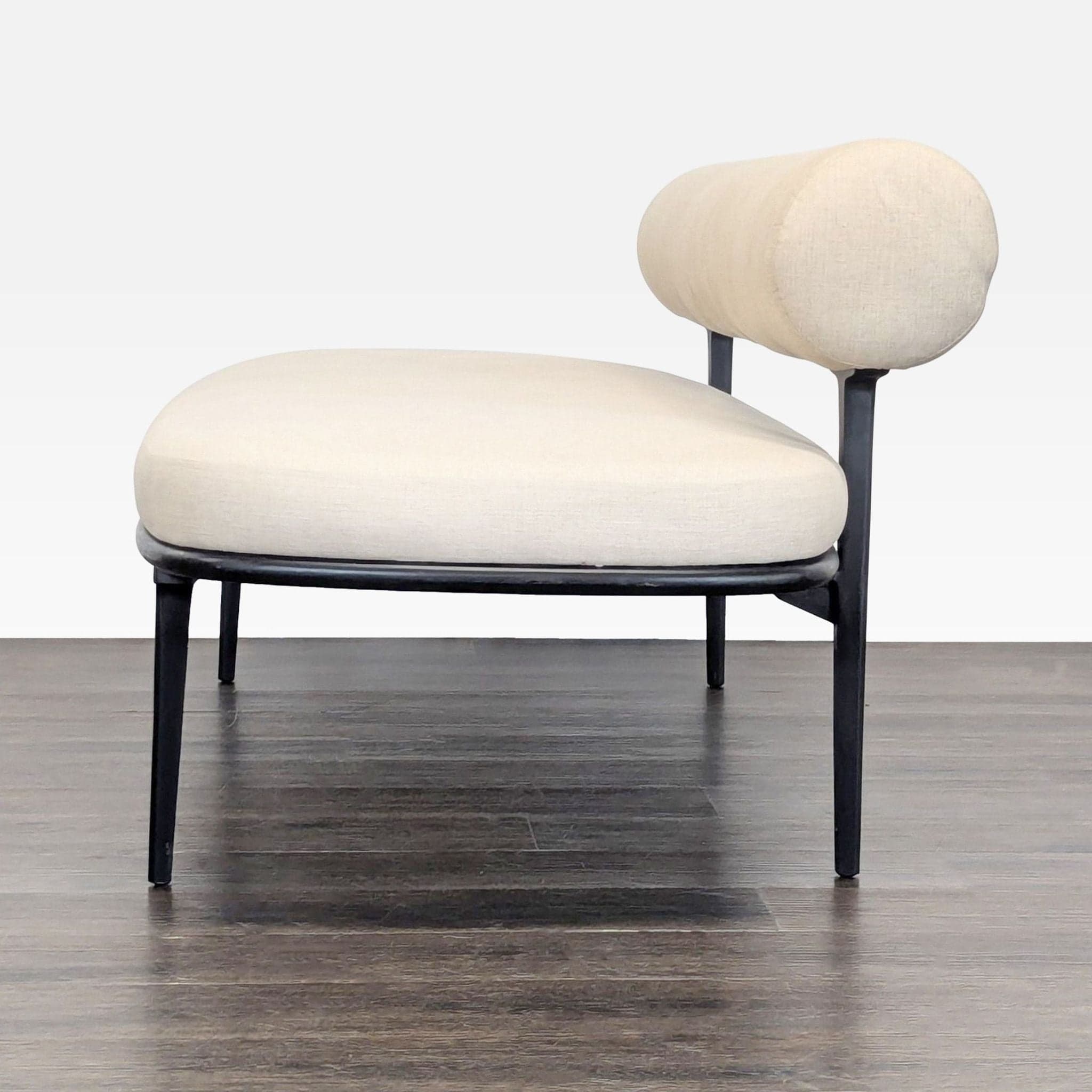 CB2 Vita Modern Cream Upholstered Sofa with Black Metal Legs - Thumbnail 6