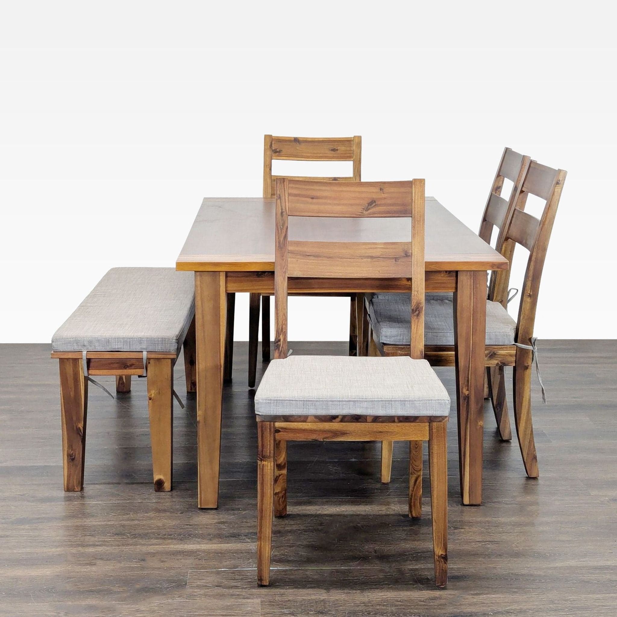 Terrace Living Company 6-Piece Wooden Dining Set with Bench and Cushioned Seats - Image 1