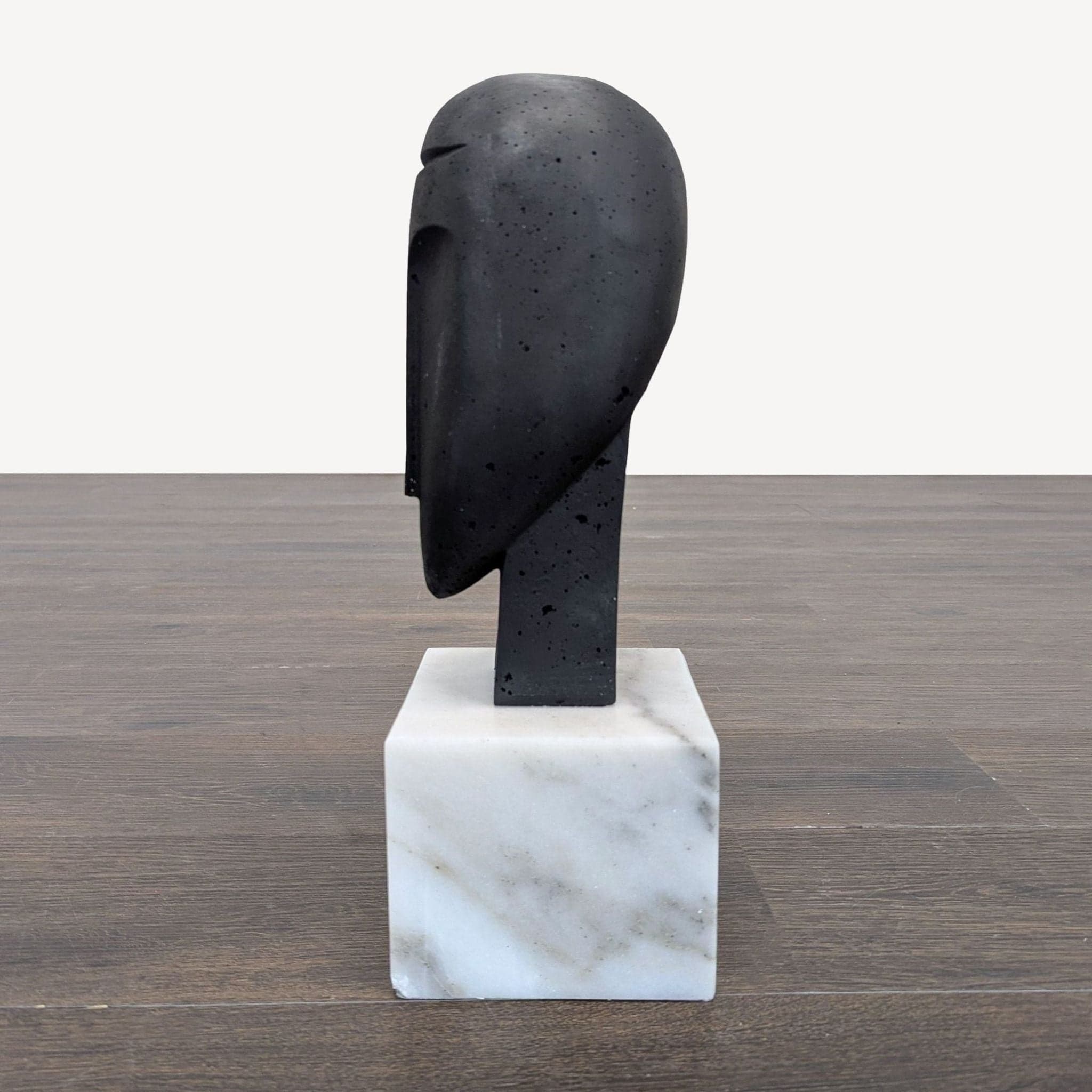 Arteriors Home Modern Abstract Face Sculpture on Marble Base - Thumbnail 2