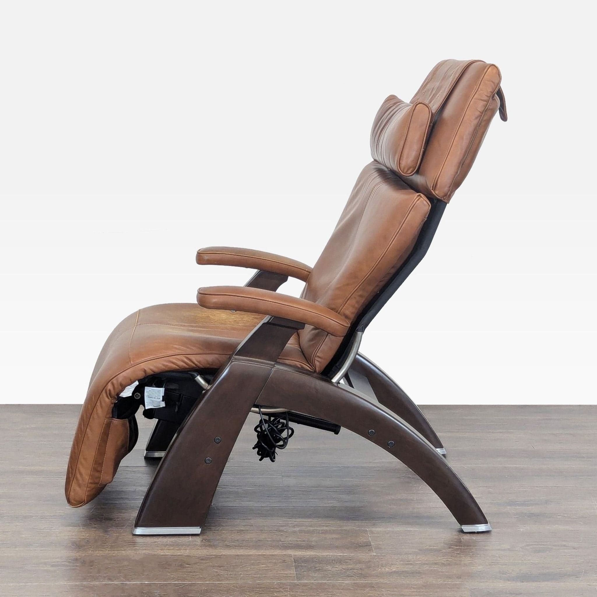 Human Touch PC-510 Brown Leather Electric Zero Gravity Recliner Lounge Chair - Thumbnail 6