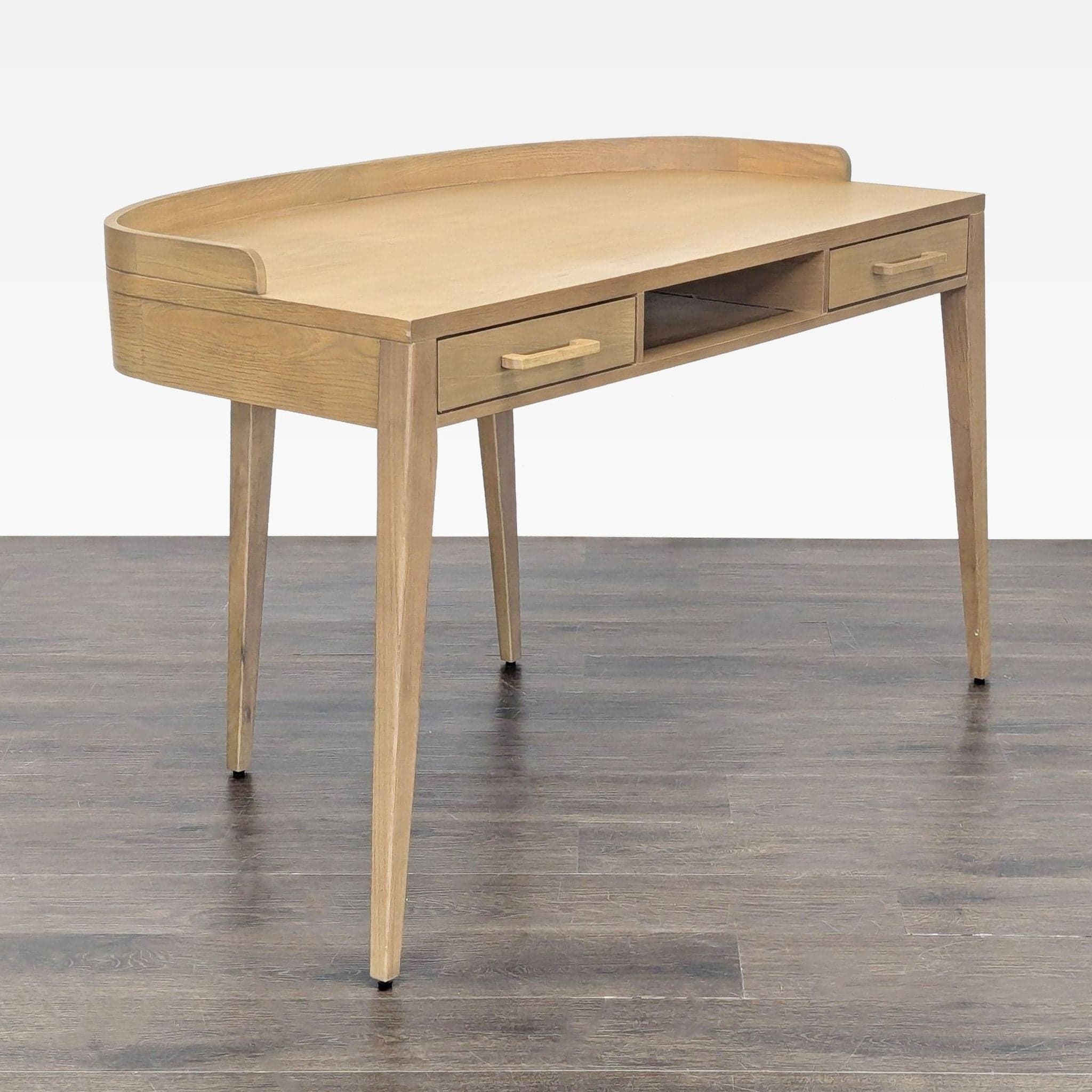 Four Hands Armstrong Modern Light Wood Desk with Two Drawers and Raised Back Edge - Thumbnail 2
